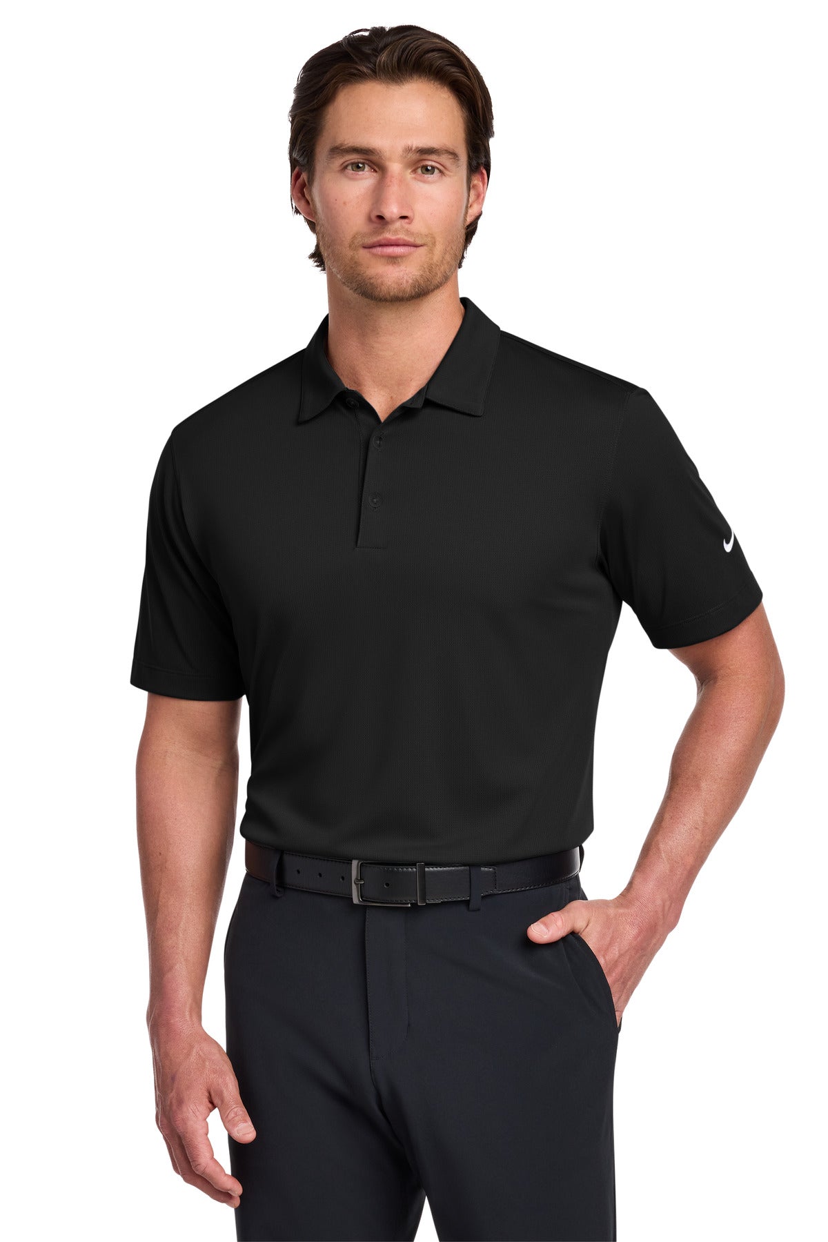 Nike Dri-FIT Vertical Mesh Polo. 637167 in Black