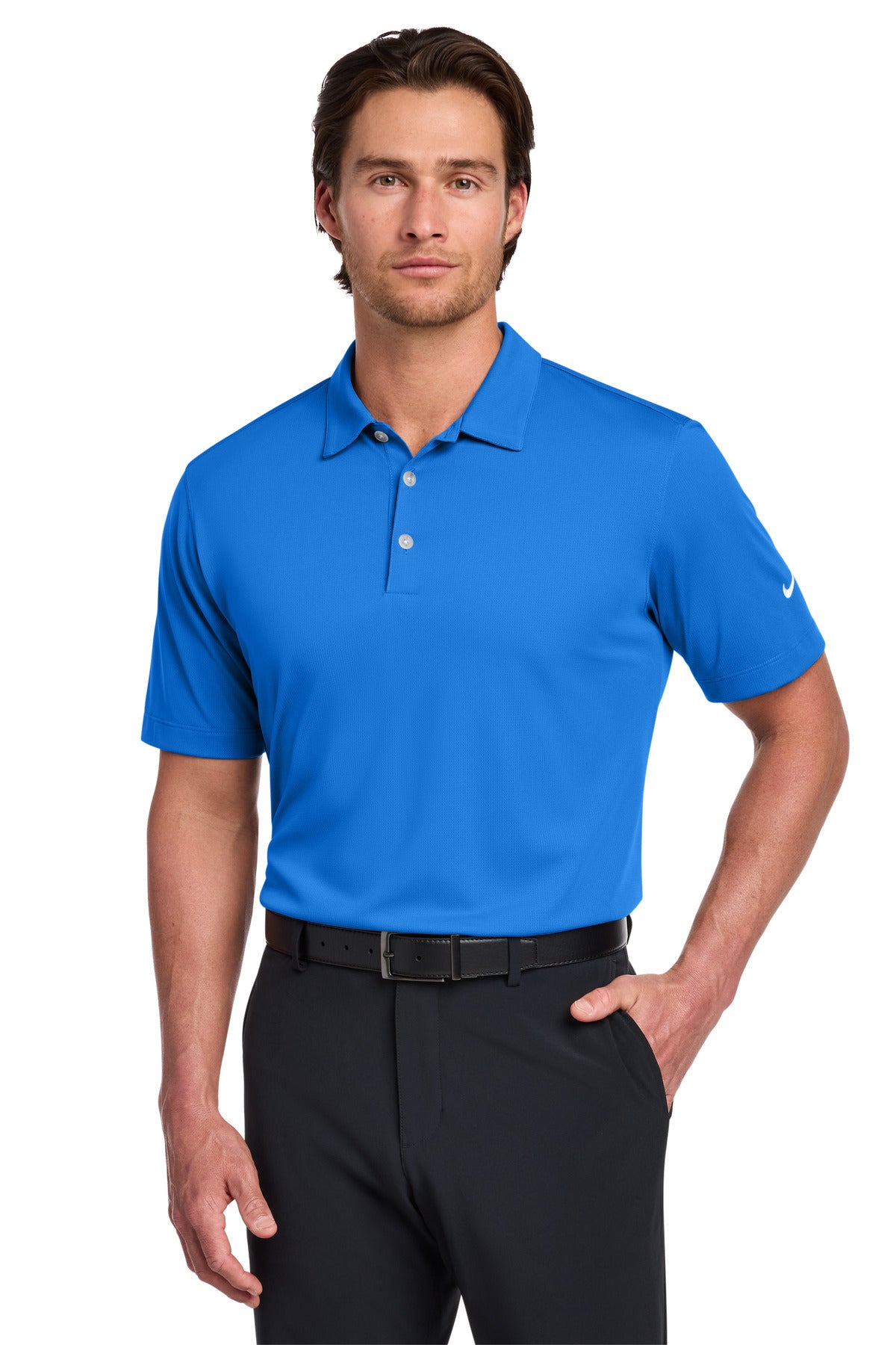 Nike Dri-FIT Vertical Mesh Polo. 637167 in Brisk Blue