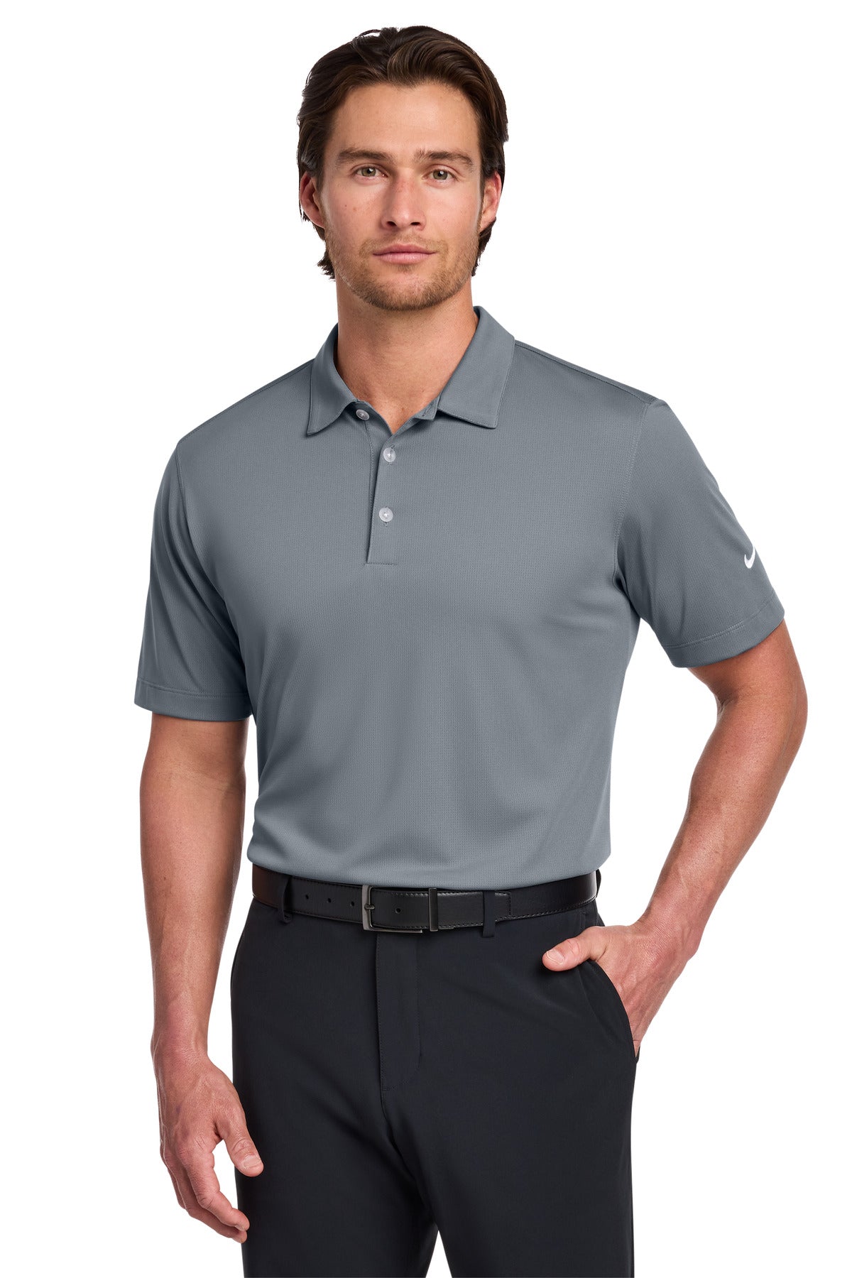 Nike Dri-FIT Vertical Mesh Polo. 637167 in Cool Grey