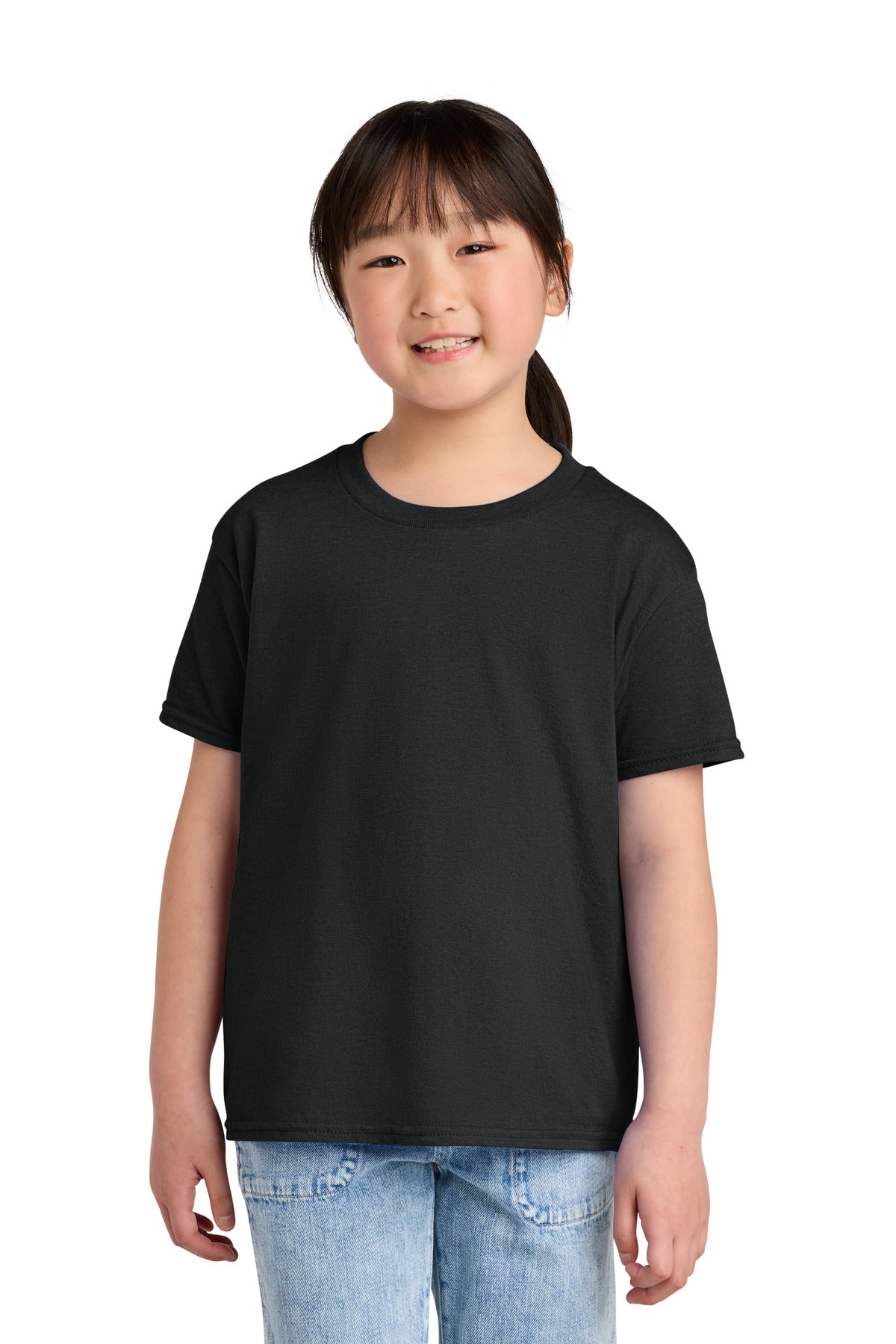 Gildan Youth Softstyle CVC Tee 64000BCVC in Pitch Black Mist