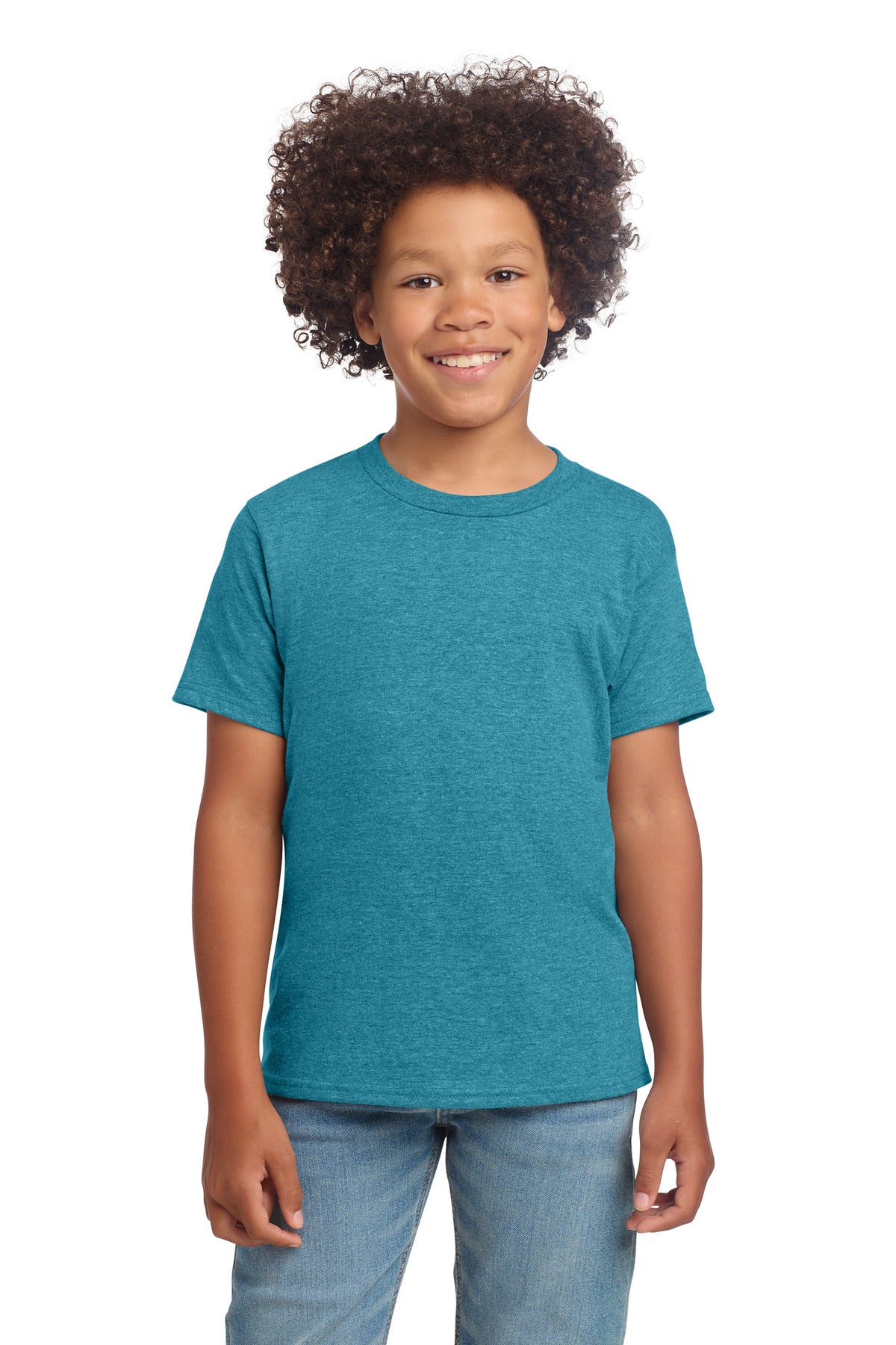 Gildan Youth Softstyle T-Shirt 64000B in Heather Galapagos Blue