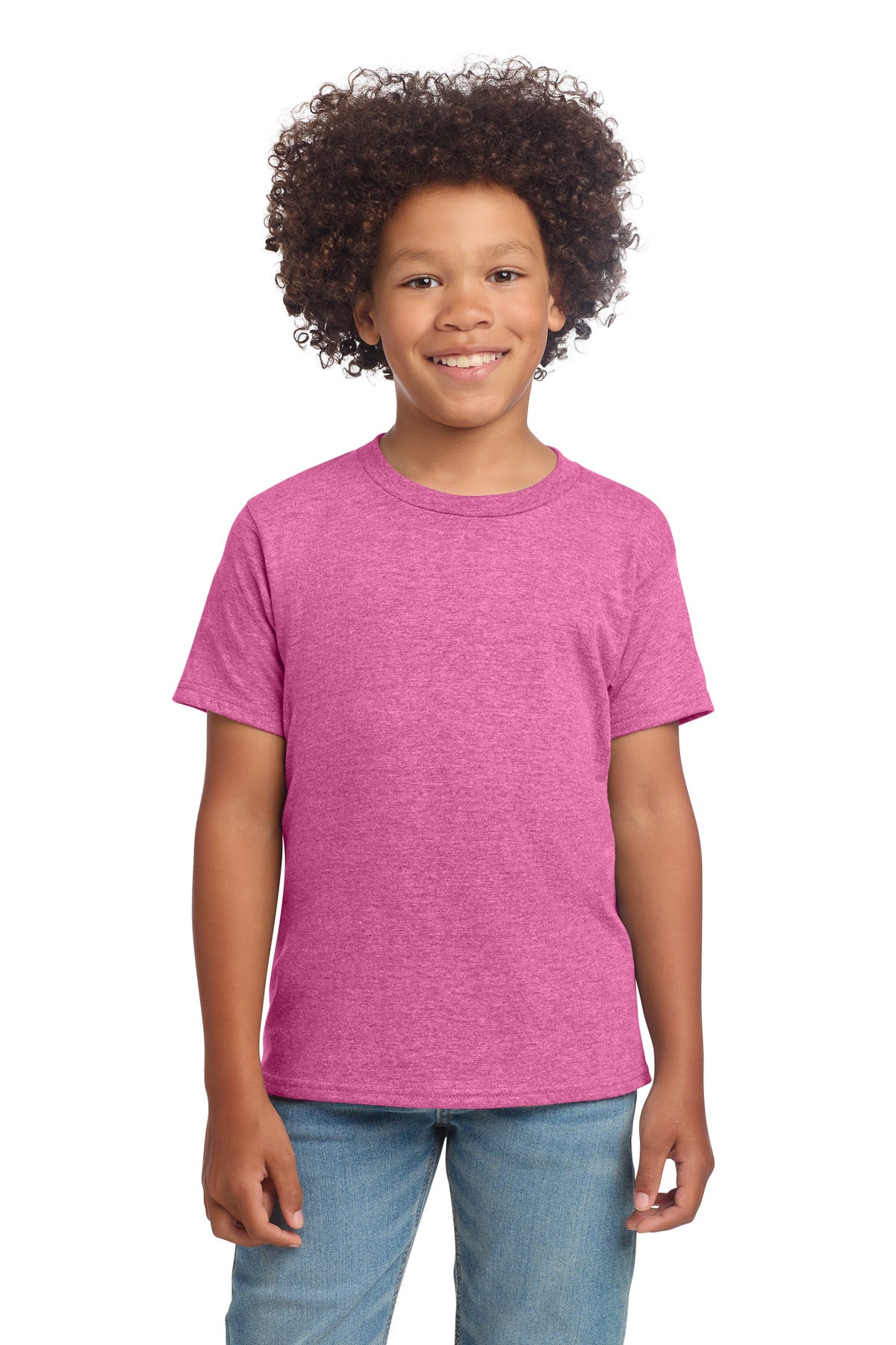 Gildan Youth Softstyle T-Shirt 64000B in Heather Heliconia