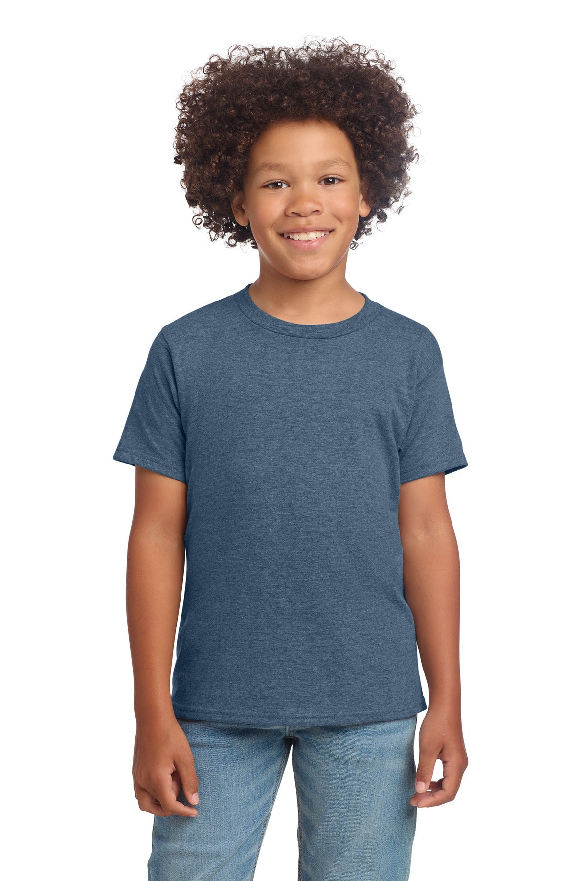 Gildan Youth Softstyle T-Shirt 64000B in Heather Indigo