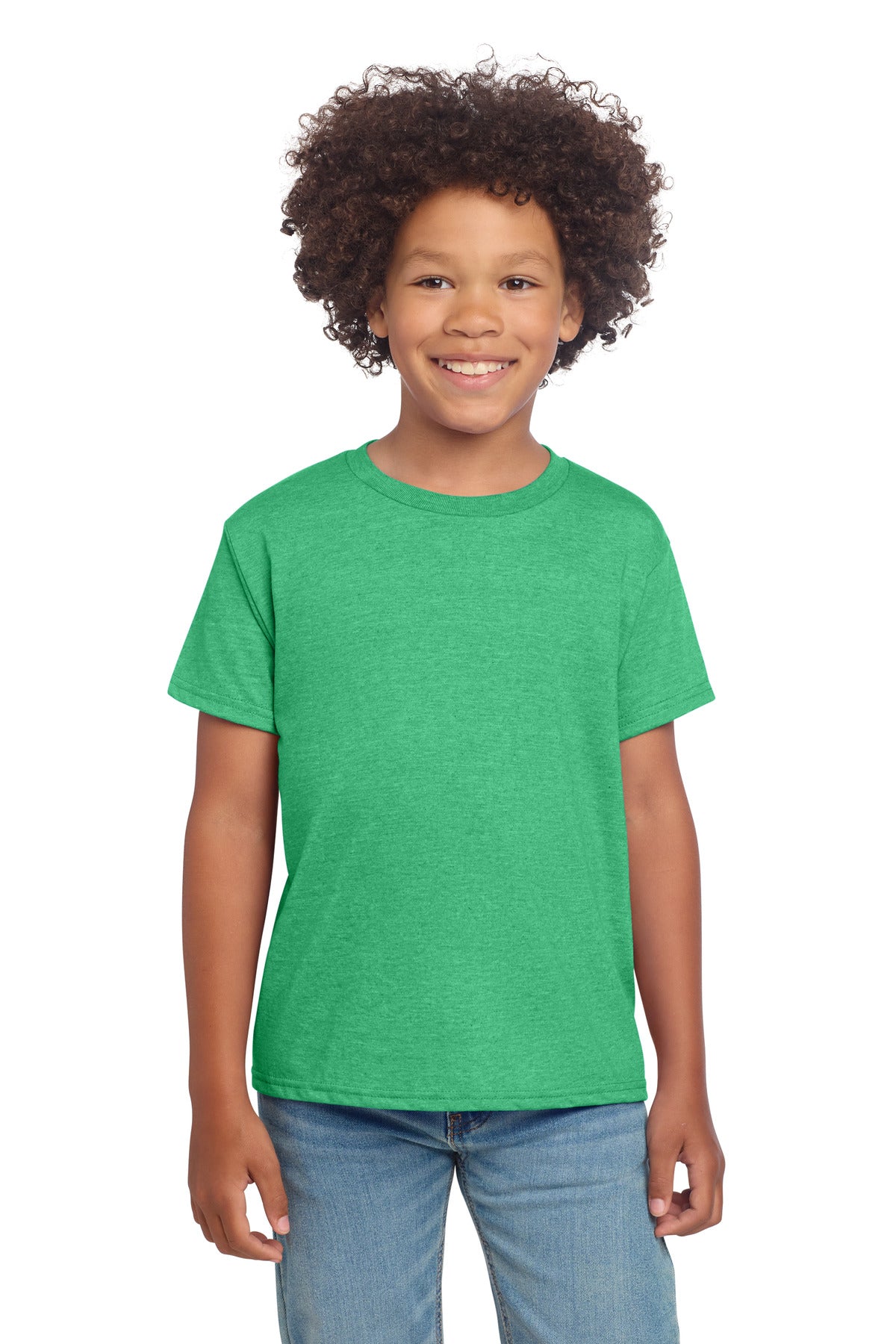 Gildan Youth Softstyle T-Shirt 64000B in Heather Irish Green