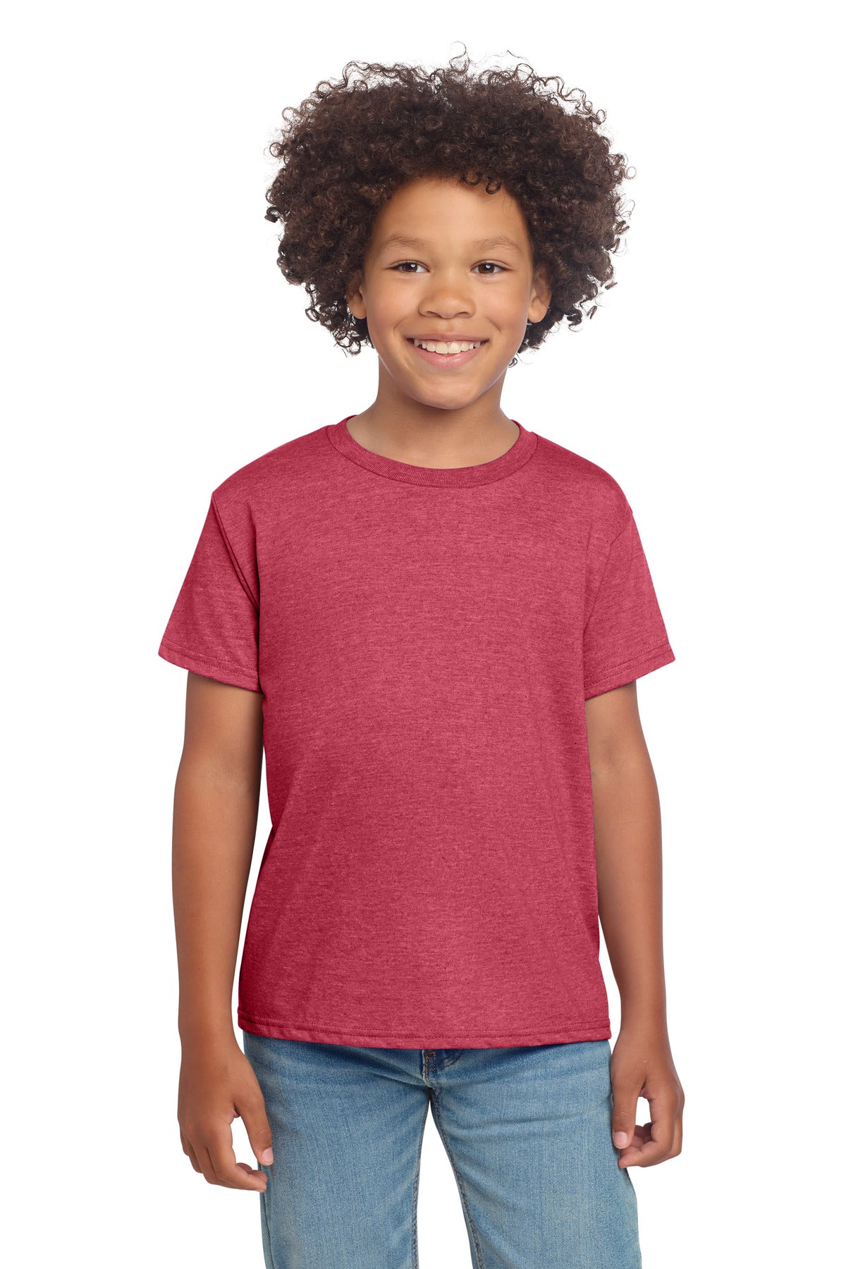 Gildan Youth Softstyle T-Shirt 64000B in Heather Red