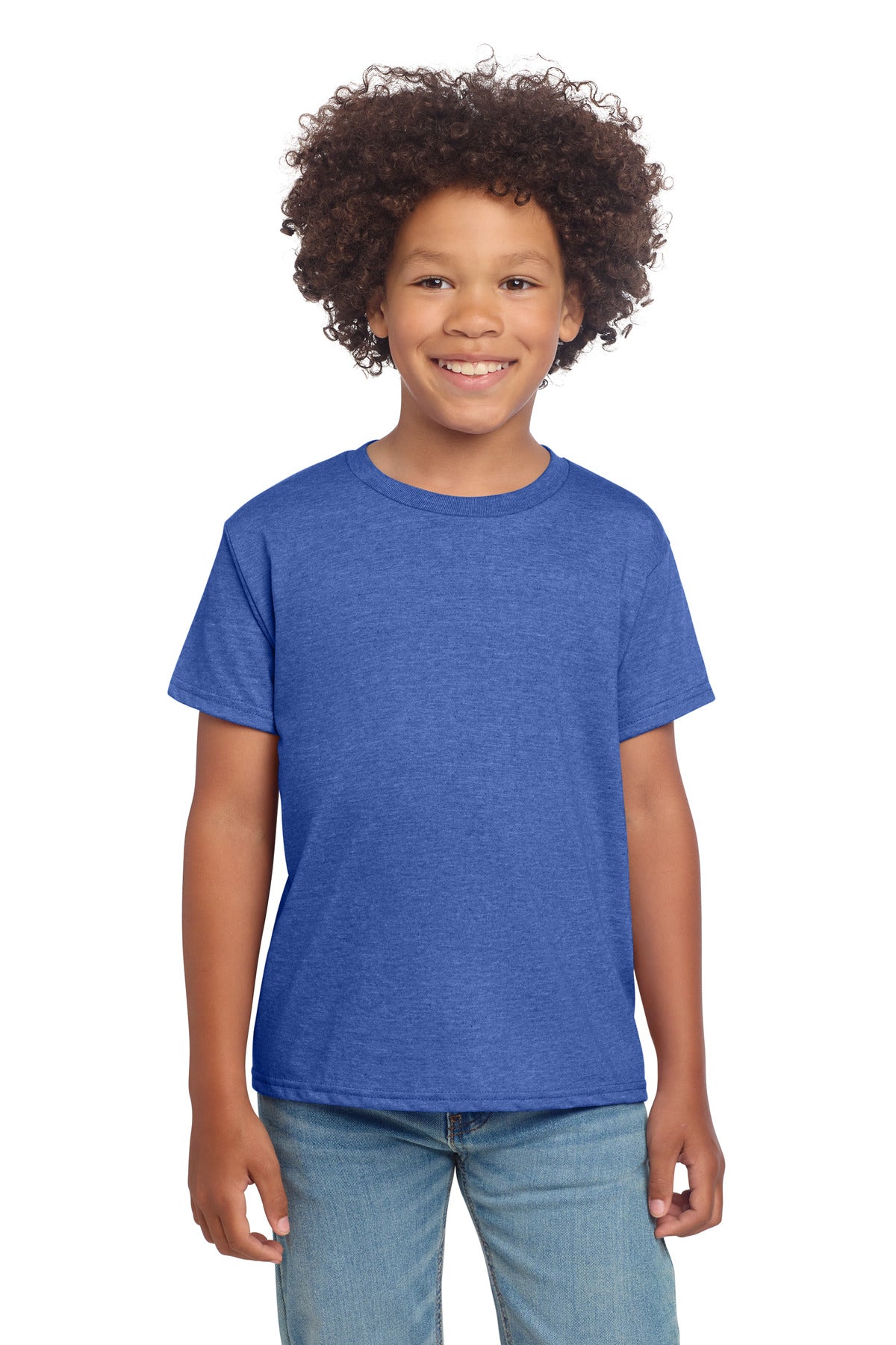 Gildan Youth Softstyle T-Shirt 64000B in Heather Royal