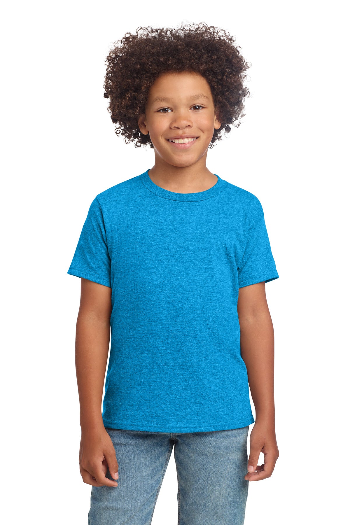 Gildan Youth Softstyle T-Shirt 64000B in Heather Sapphire
