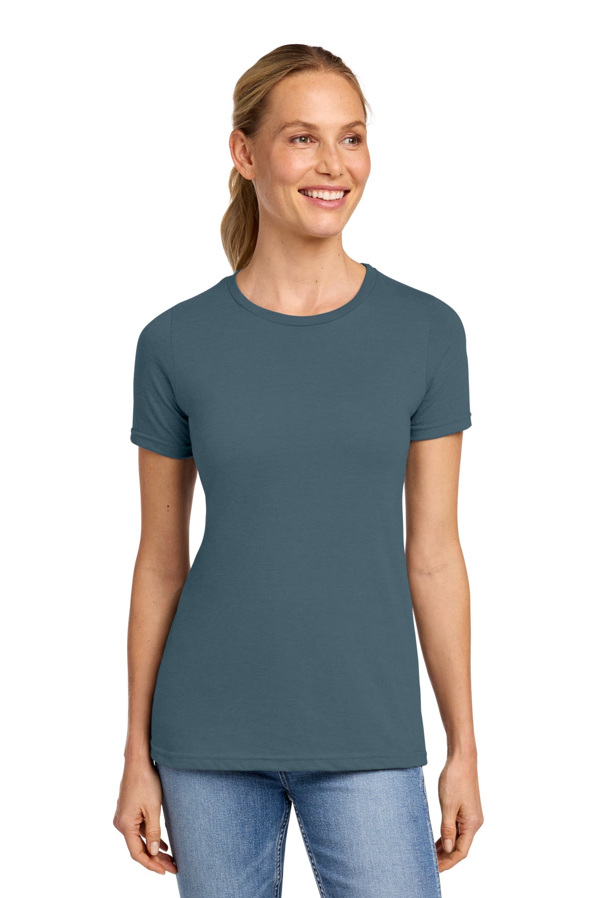Gildan Softstyle Women's CVC T-Shirt 64001LCVC in Steel Blue
