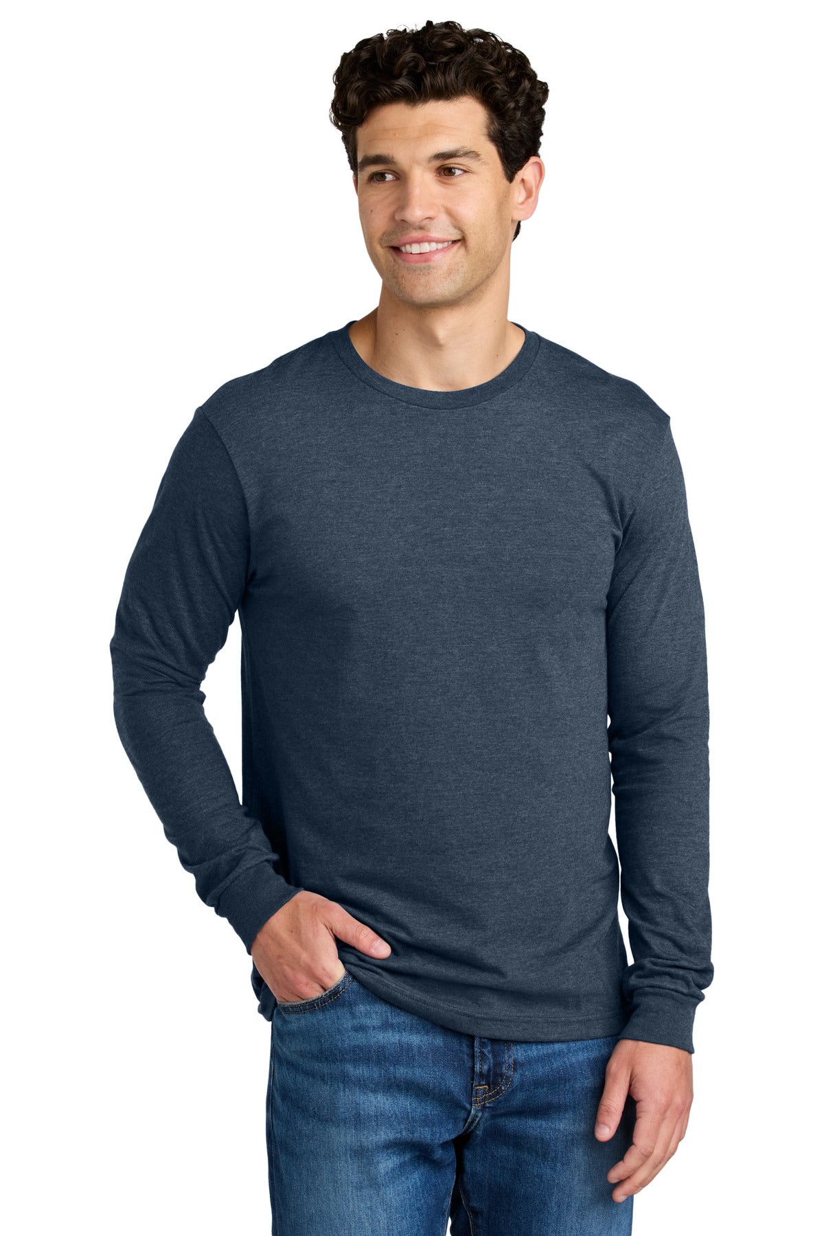 Gildan Softstyle CVC Long Sleeve Tee 64440CVC in Navy Mist