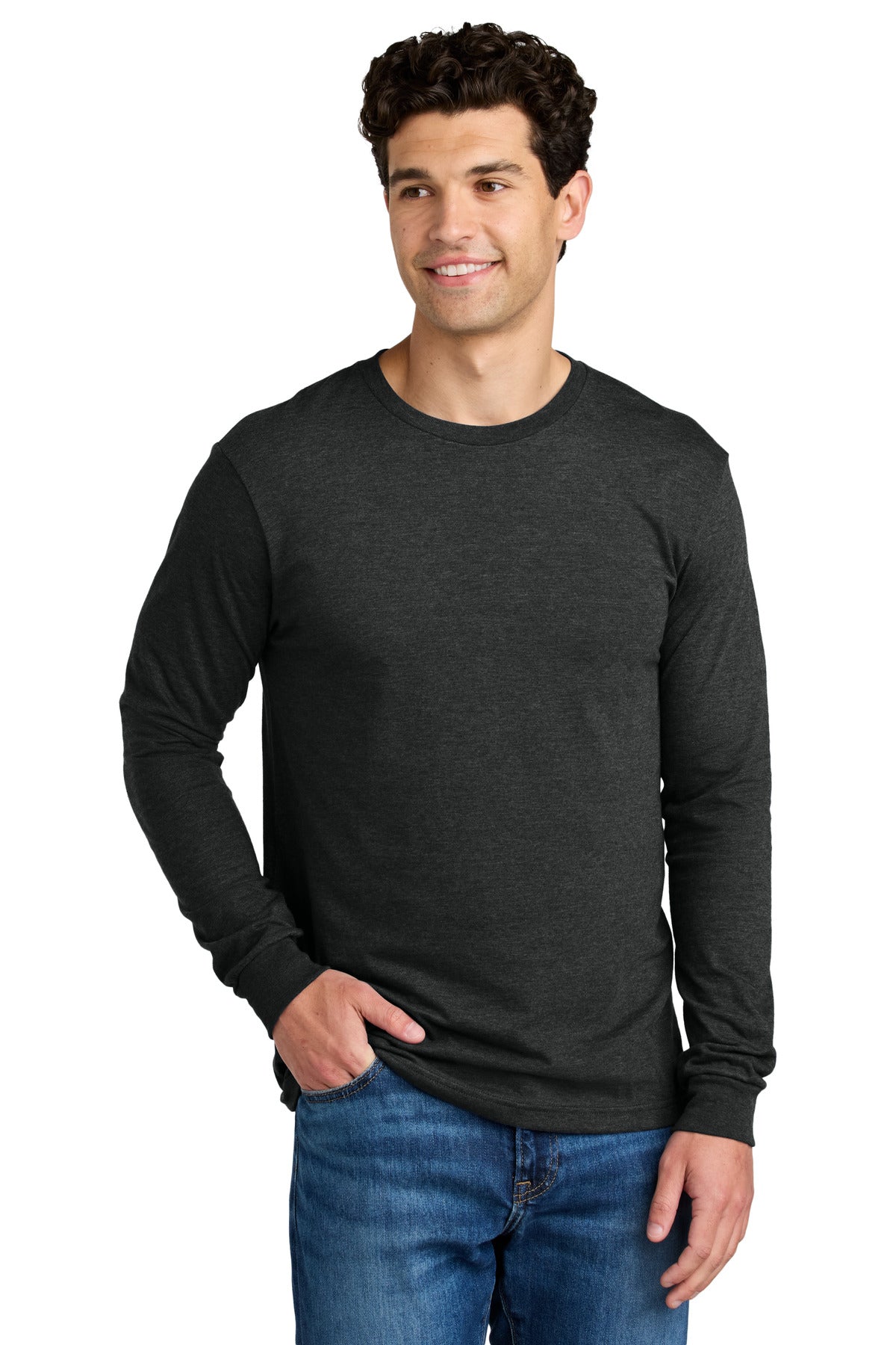 Gildan Softstyle CVC Long Sleeve Tee 64440CVC in Pitch Black Mist