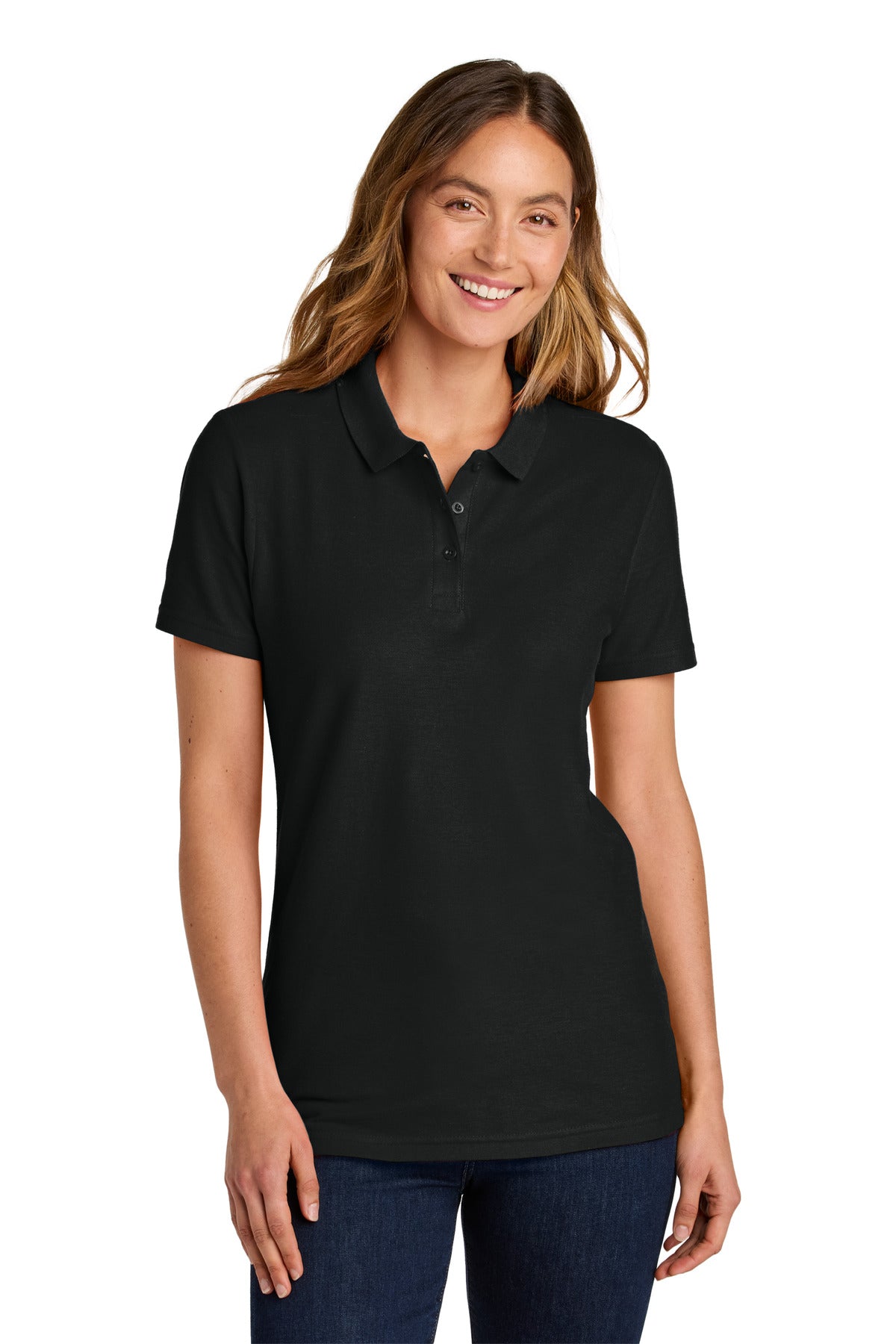 Gildan Softstyle Women's Pique Polo 64800L in Black