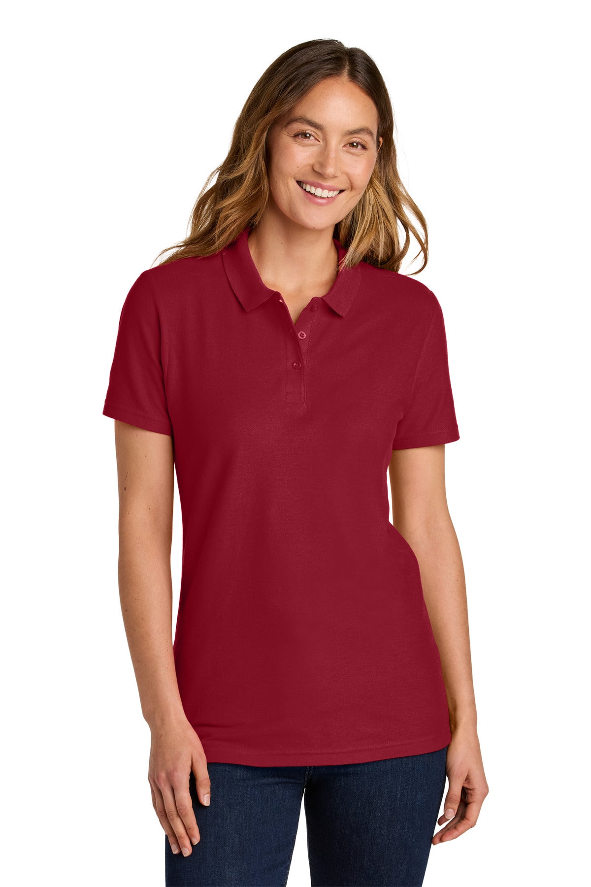 Gildan Softstyle Women's Pique Polo 64800L in Cherry Red