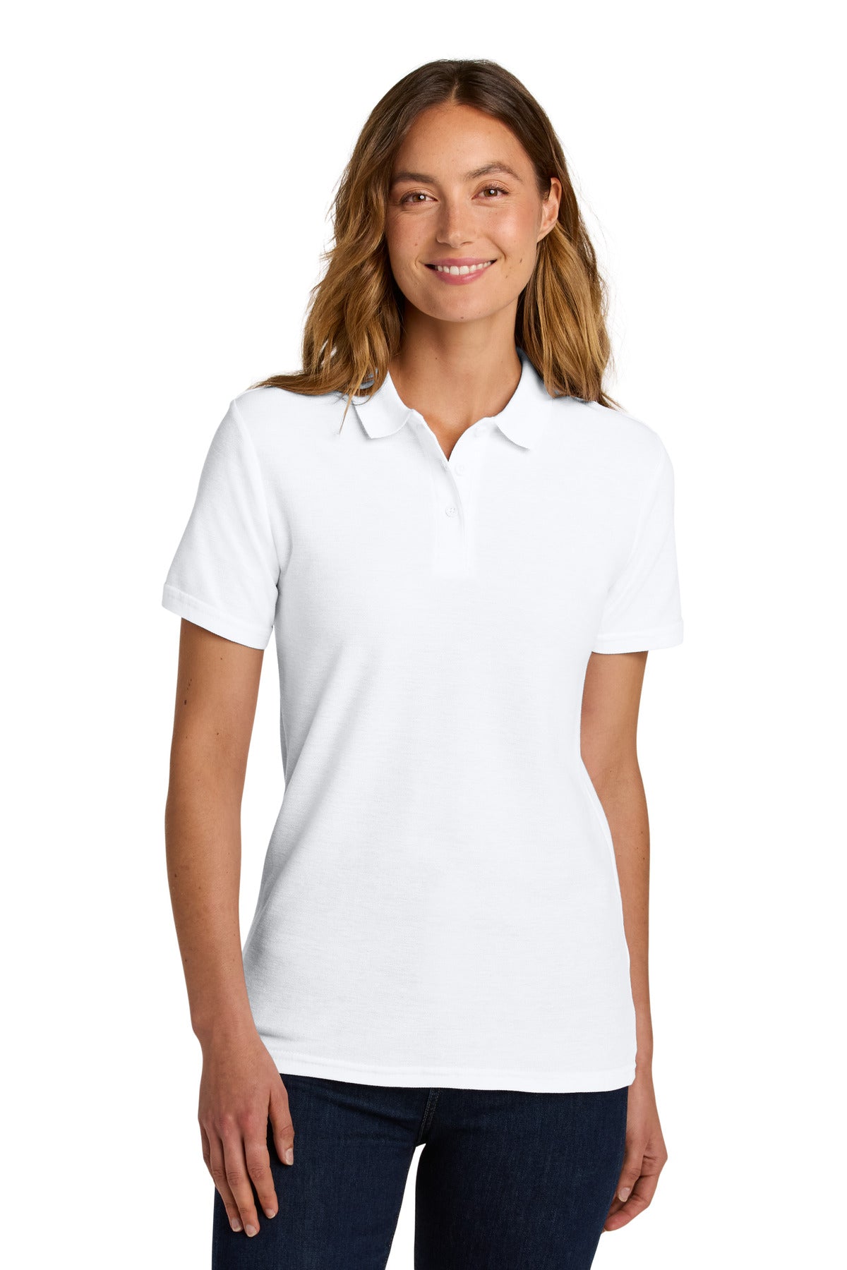 Gildan Softstyle Women's Pique Polo 64800L in White