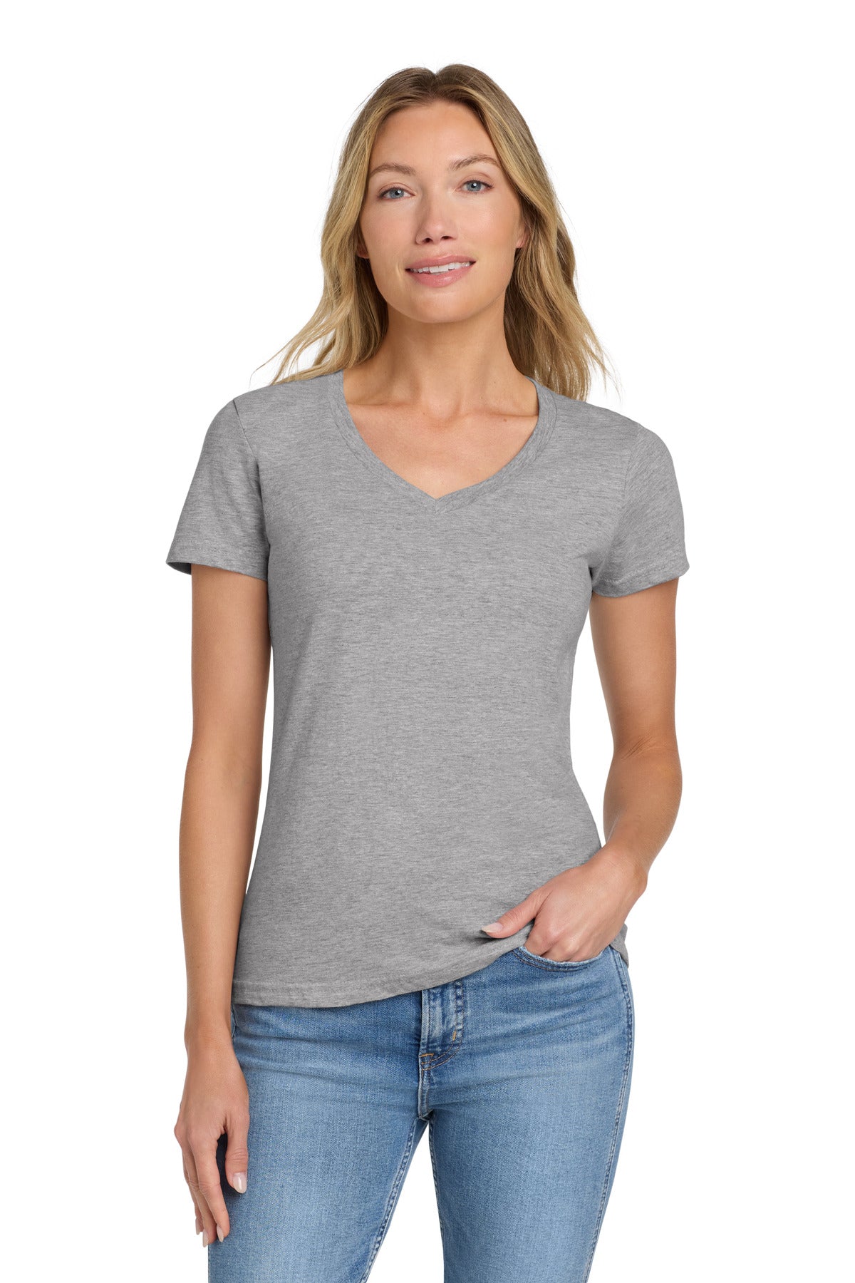 Gildan Softstyle Women's Fit V-Neck T-Shirt. 64V00L in Sport Grey