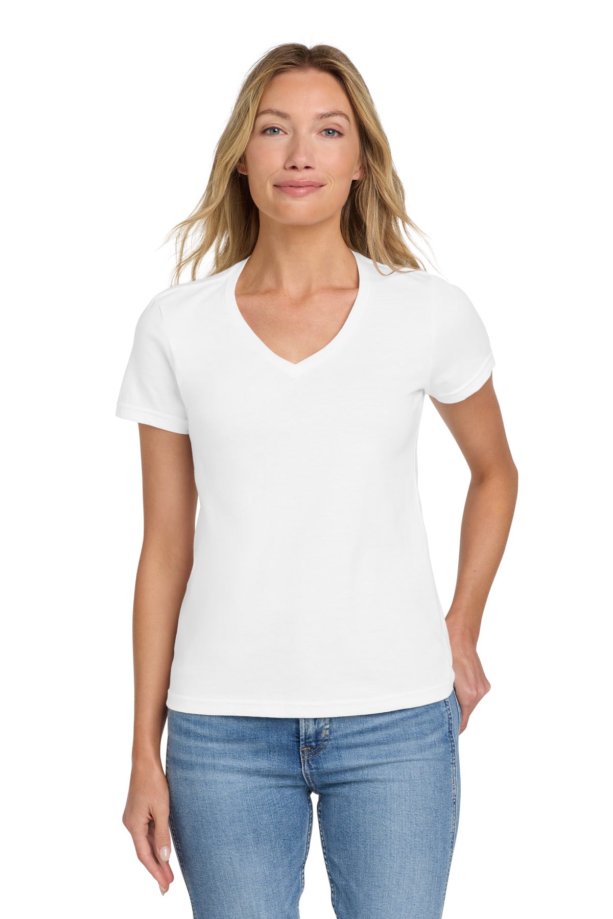 Gildan Softstyle Women's Fit V-Neck T-Shirt. 64V00L in White
