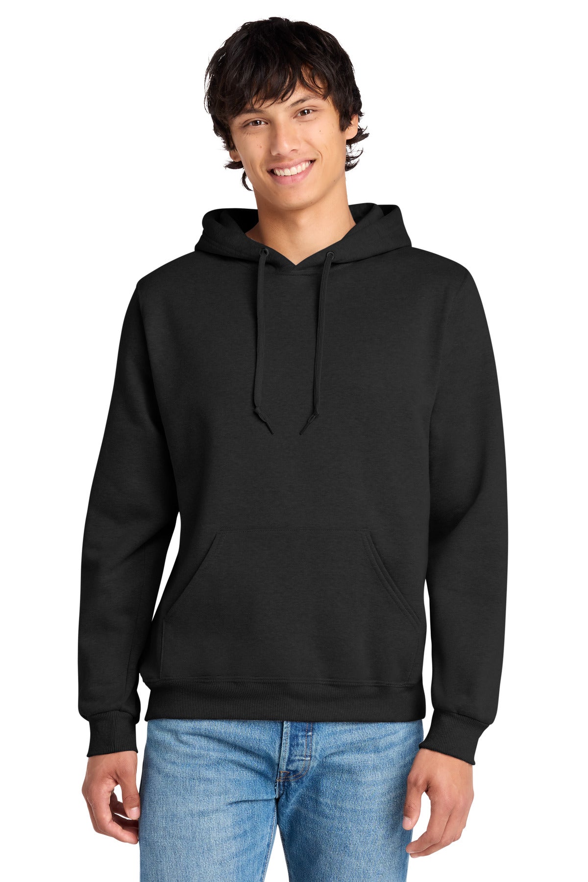 Jerzees Eco Premium Blend Pullover Hooded Sweatshirt 700M in Black Ink Heather