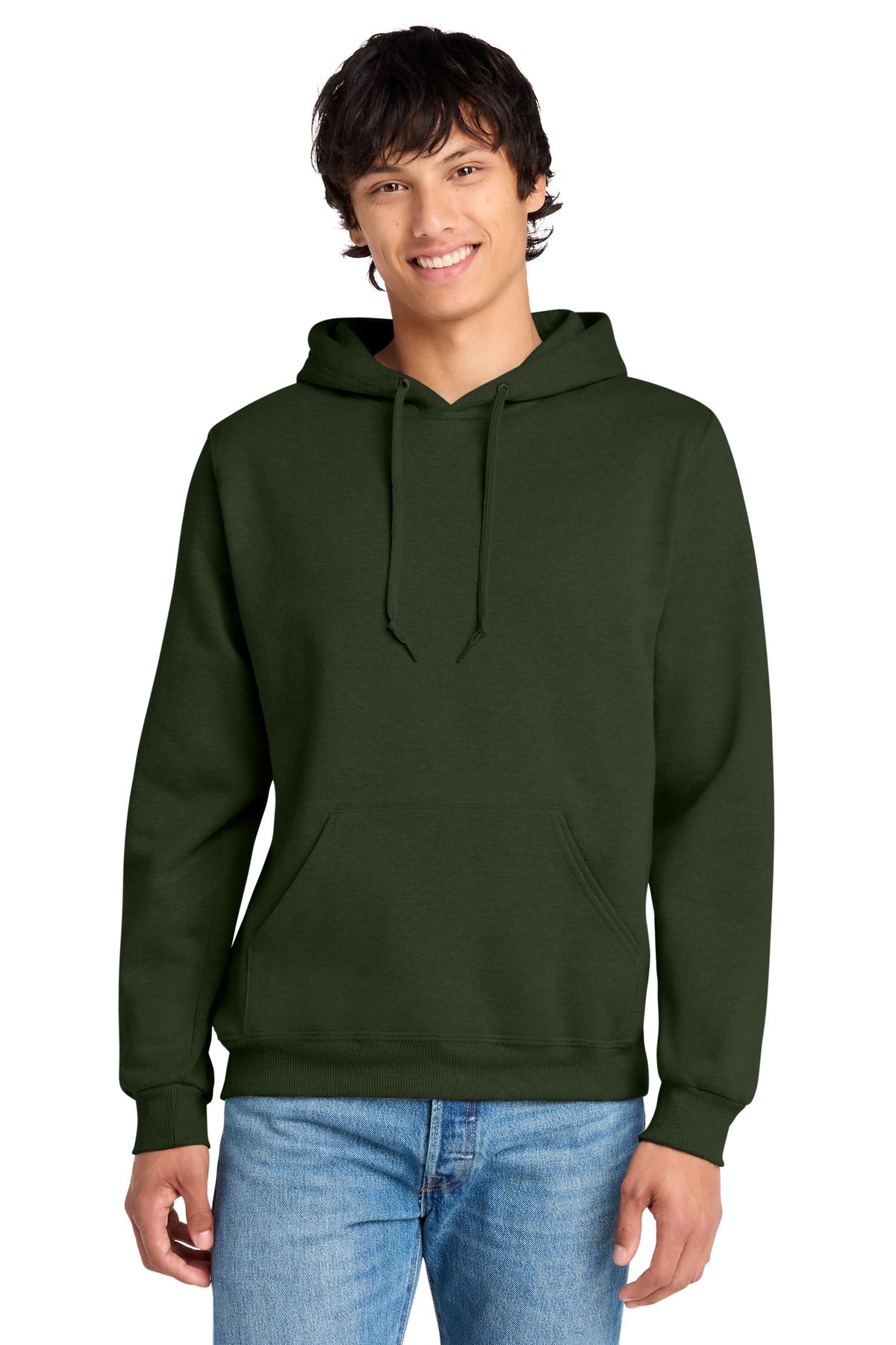 Jerzees Eco Premium Blend Pullover Hooded Sweatshirt 700M in Military Green Heather
