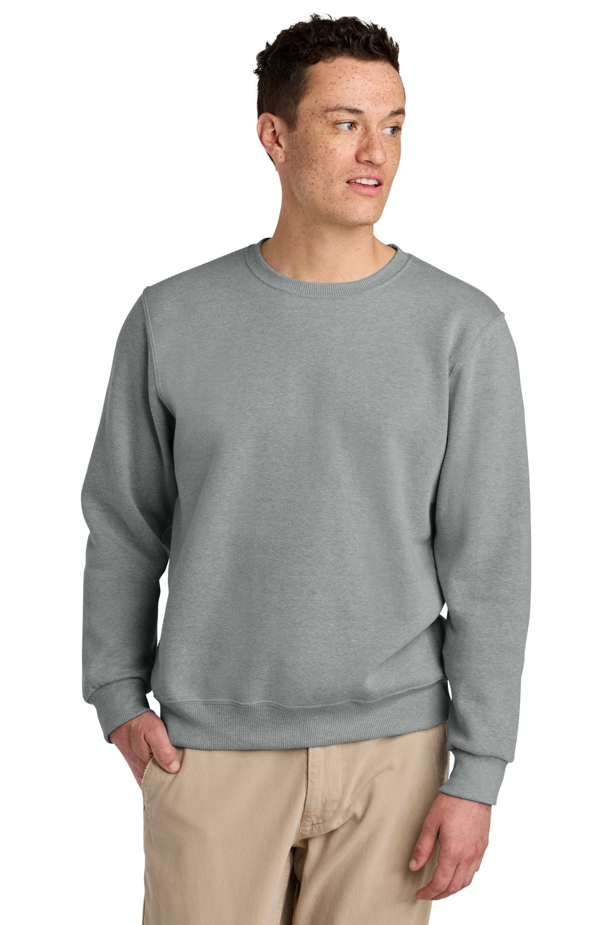 Jerzees Eco Premium Blend Crewneck Sweatshirt 701M in Frost Grey Heather