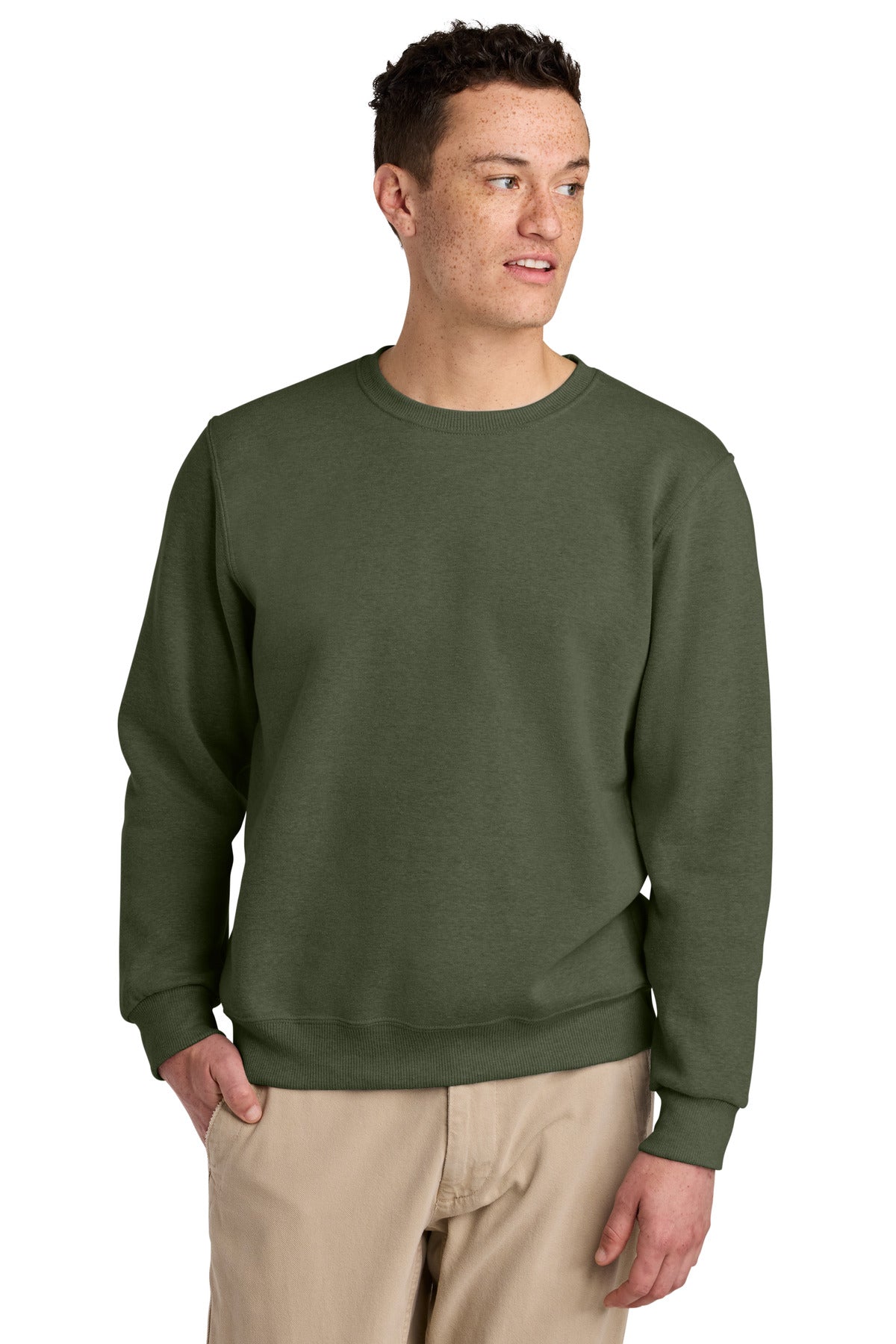 Jerzees Eco Premium Blend Crewneck Sweatshirt 701M in Military Green Heather