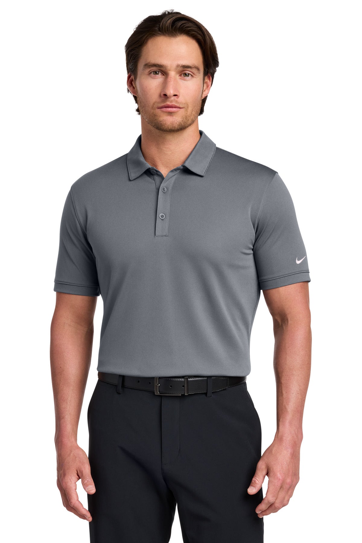 Nike Dri-FIT Solid Icon Pique Modern Fit Polo.  746099 in Dark Grey