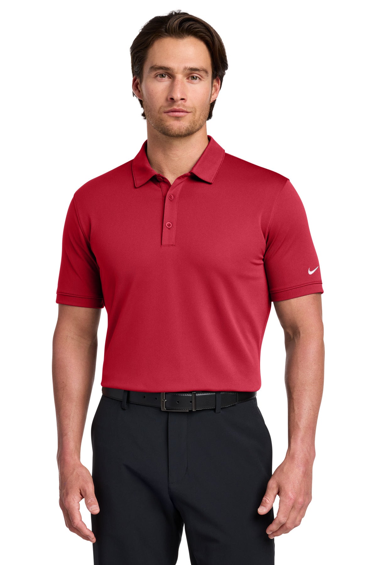 Nike Dri-FIT Solid Icon Pique Modern Fit Polo.  746099 in Gym Red