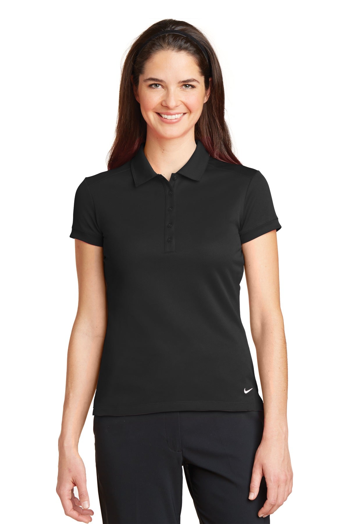 Nike Women's Dri-FIT Solid Icon Pique Modern Fit Polo.  746100 in Black