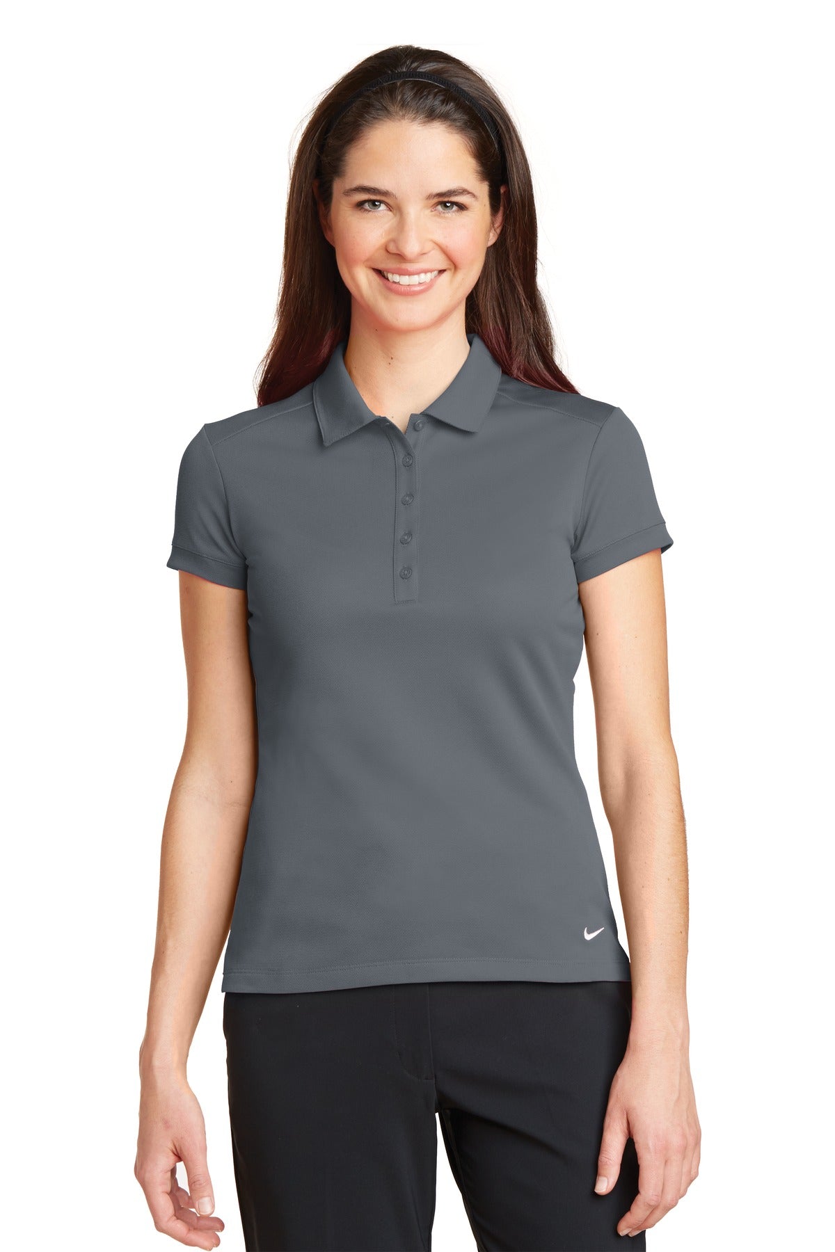 Nike Women's Dri-FIT Solid Icon Pique Modern Fit Polo.  746100 in Dark Grey