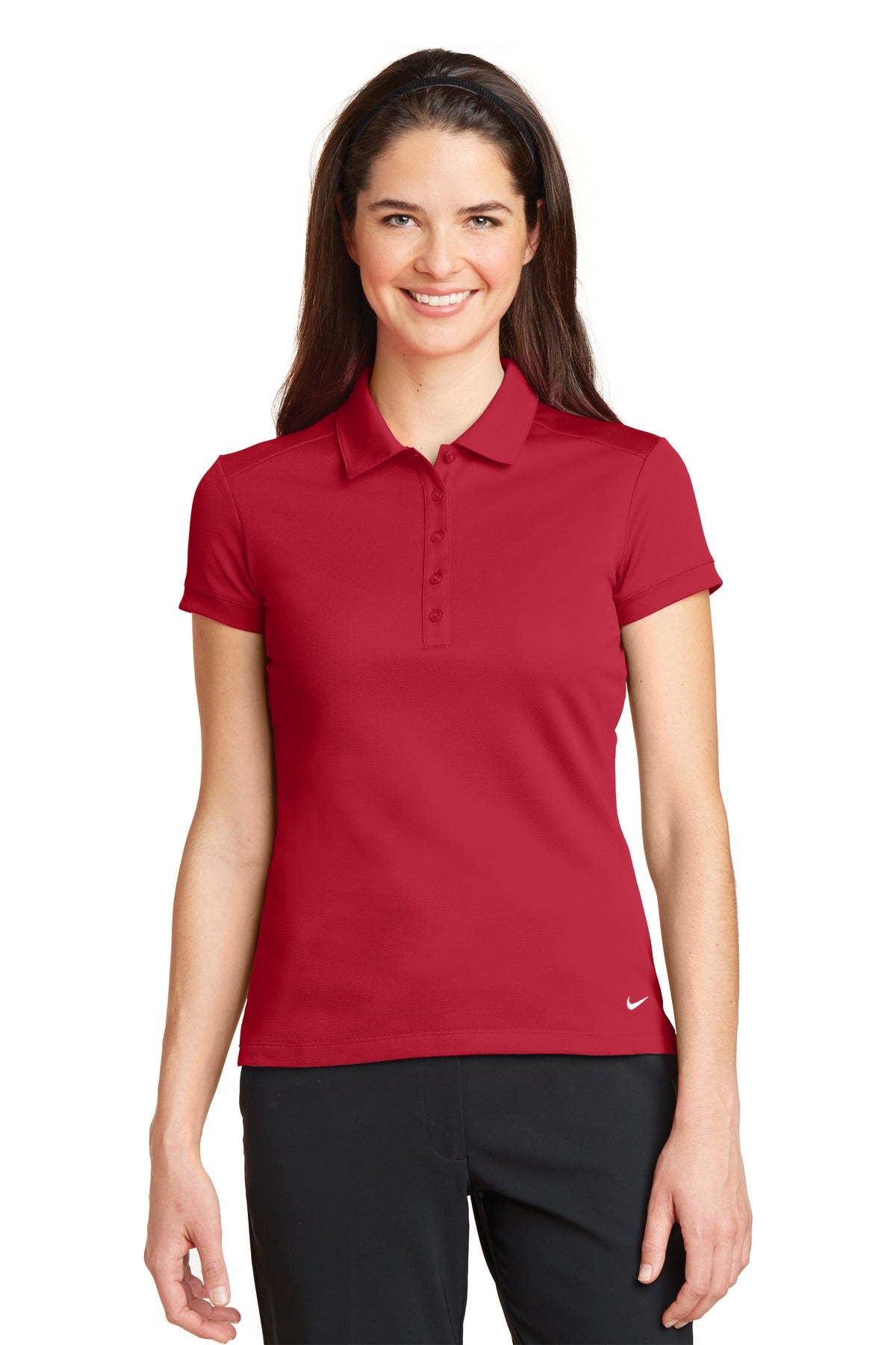 Nike Women's Dri-FIT Solid Icon Pique Modern Fit Polo.  746100 in Gym Red