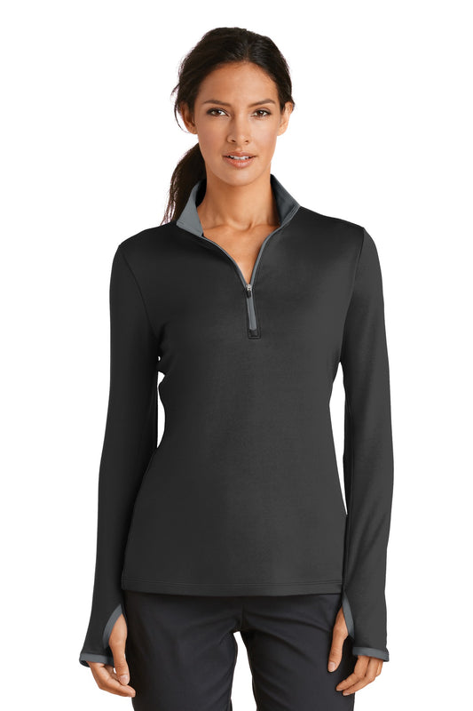 Nike Women's Dri-FIT Stretch 1/2-Zip Cover-Up. 779796 in Black/ Dark Grey