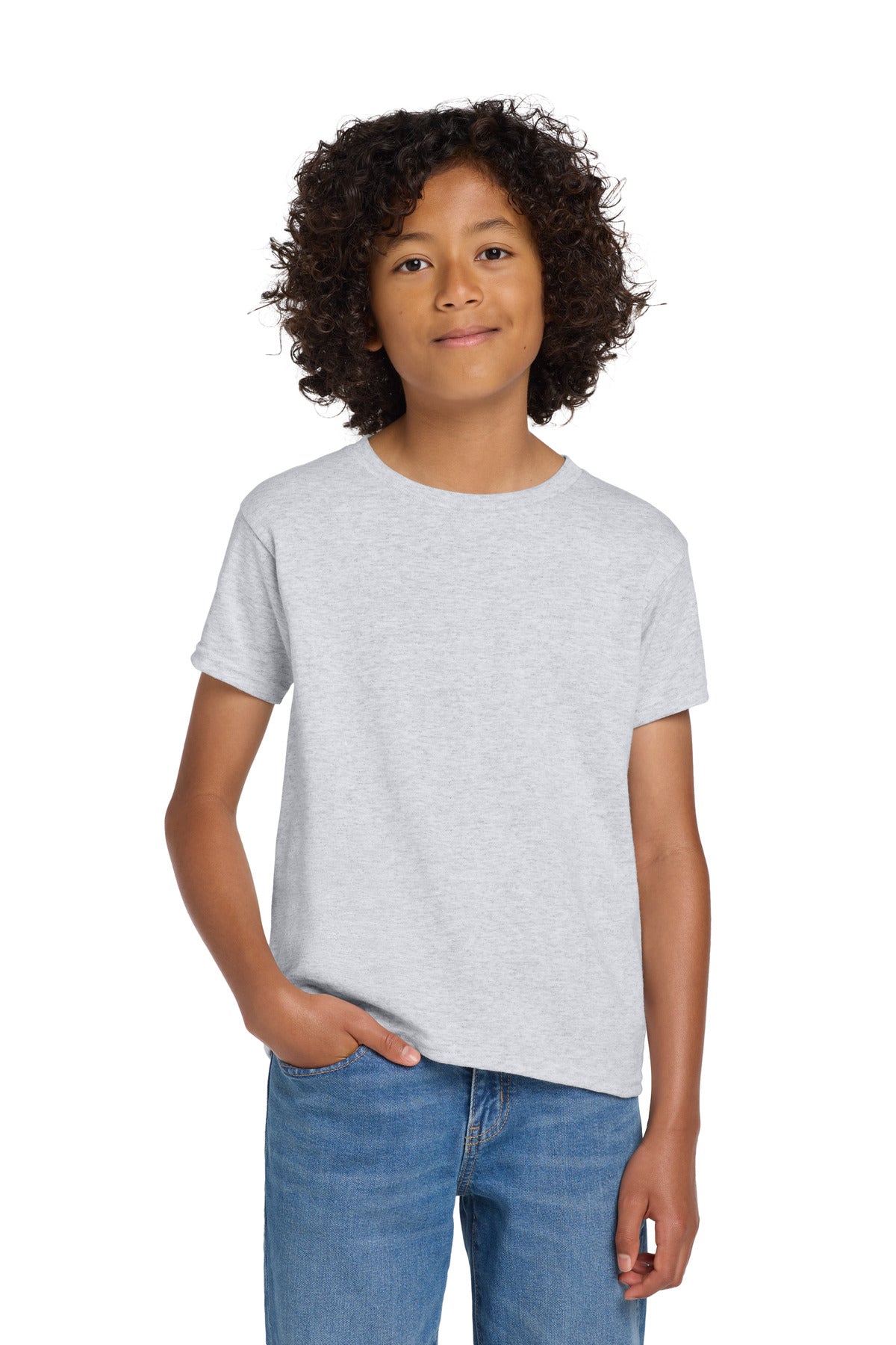 Gildan Youth DryBlend 50 Cotton/50 Poly T-Shirt.  8000B in Ash