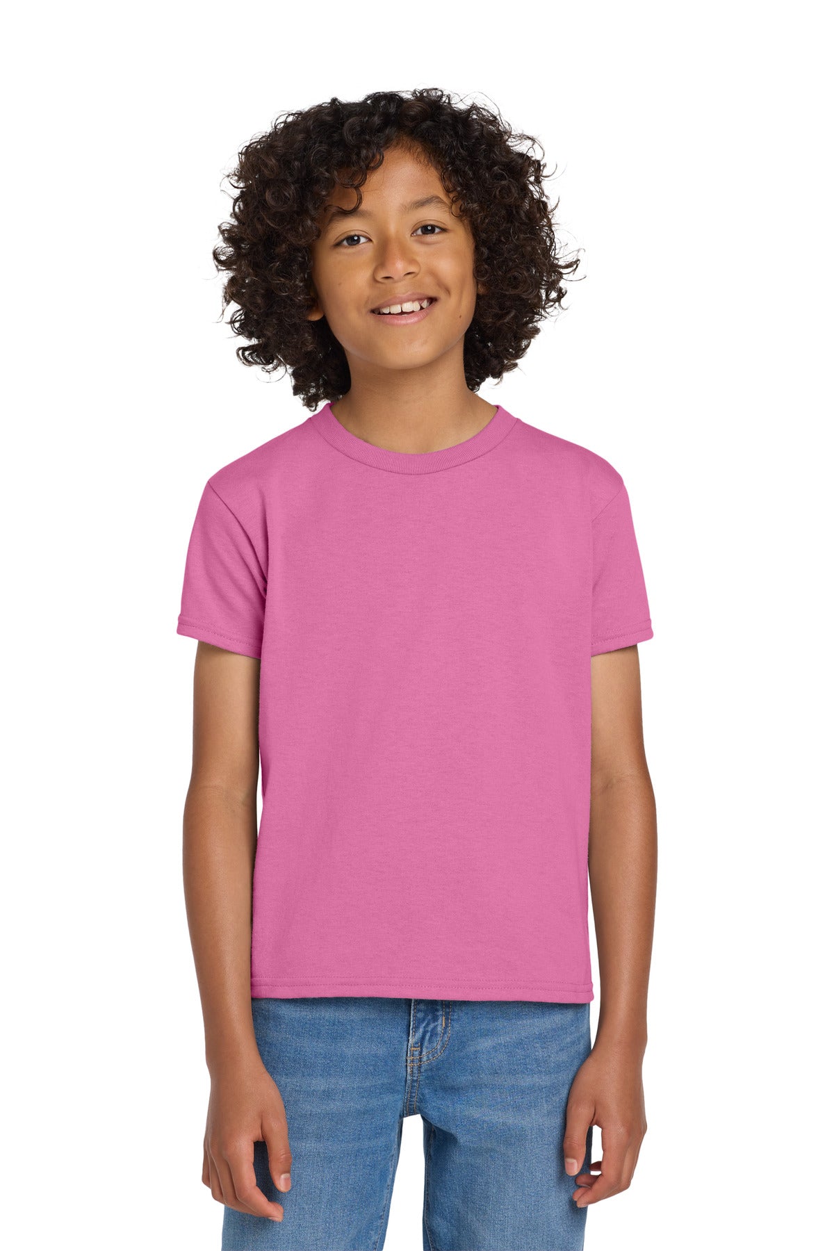 Gildan Youth DryBlend 50 Cotton/50 Poly T-Shirt.  8000B in Azalea