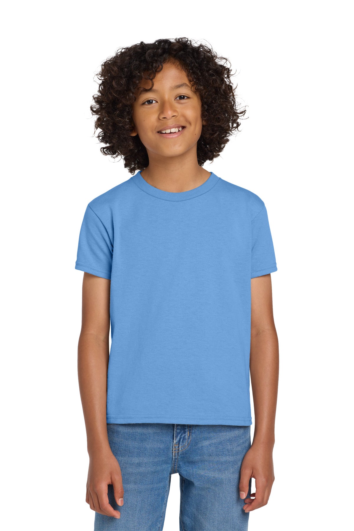 Gildan Youth DryBlend 50 Cotton/50 Poly T-Shirt.  8000B in Carolina Blue