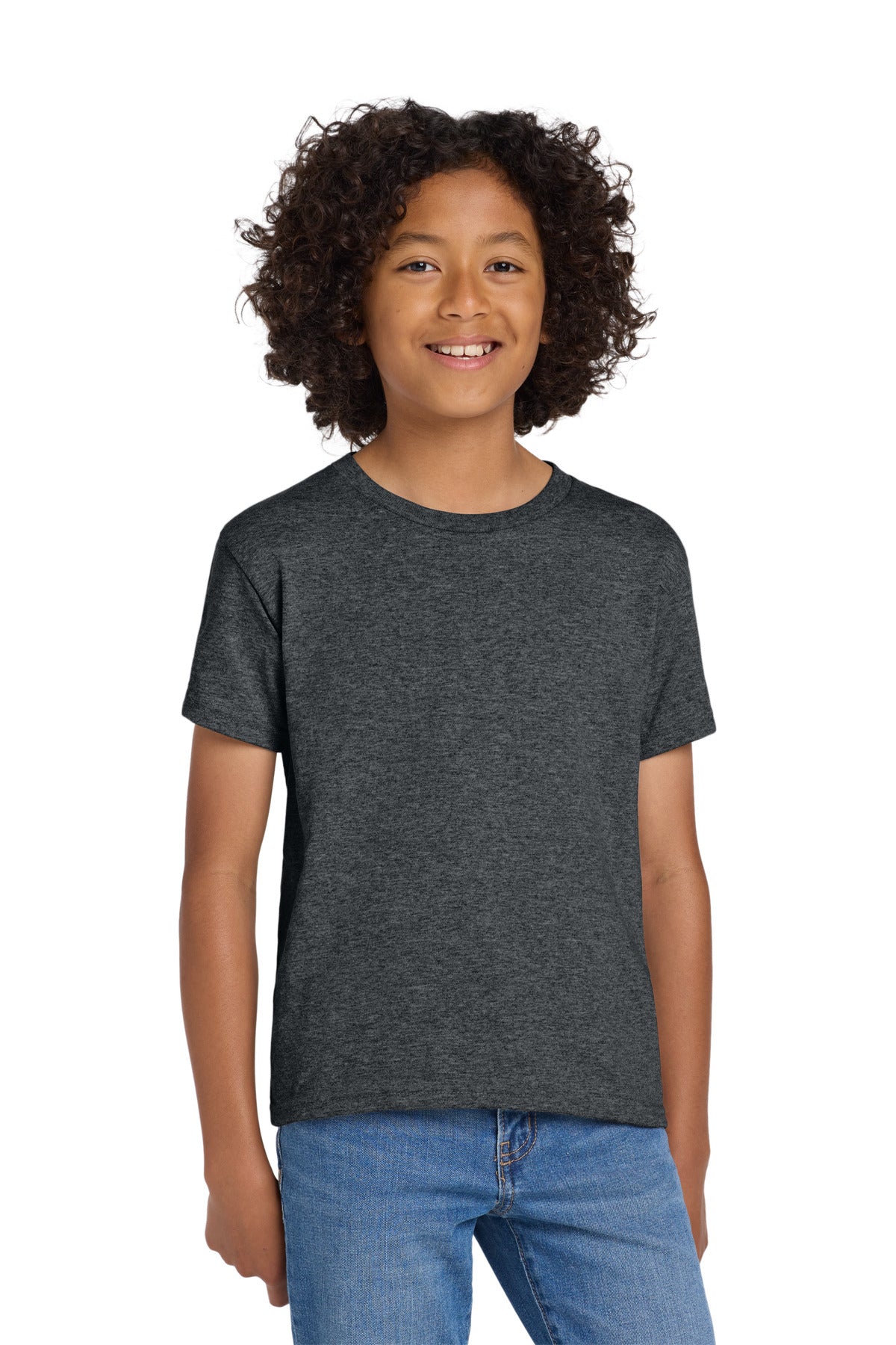 Gildan Youth DryBlend 50 Cotton/50 Poly T-Shirt.  8000B in Dark Heather