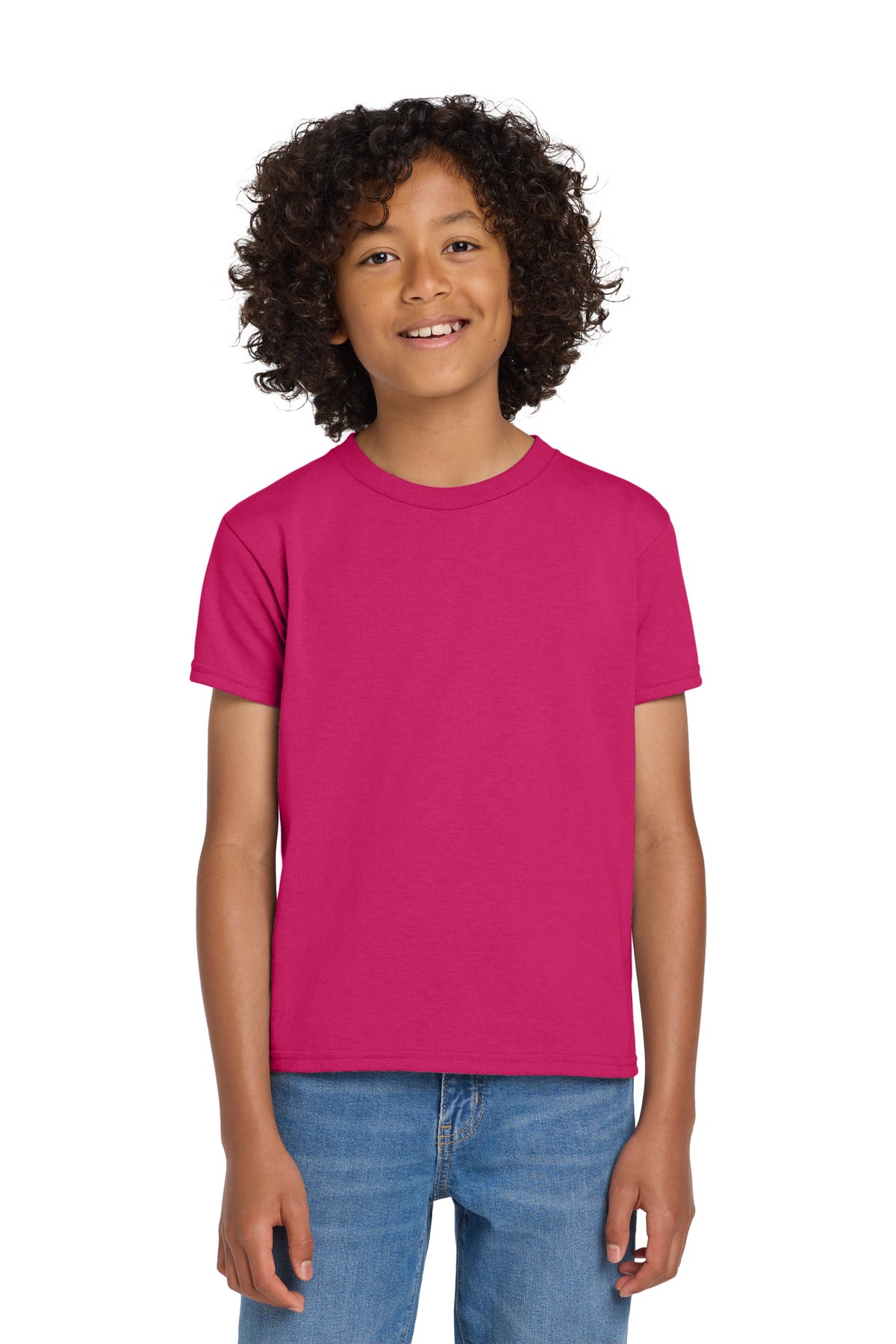 Gildan Youth DryBlend 50 Cotton/50 Poly T-Shirt.  8000B in Heliconia