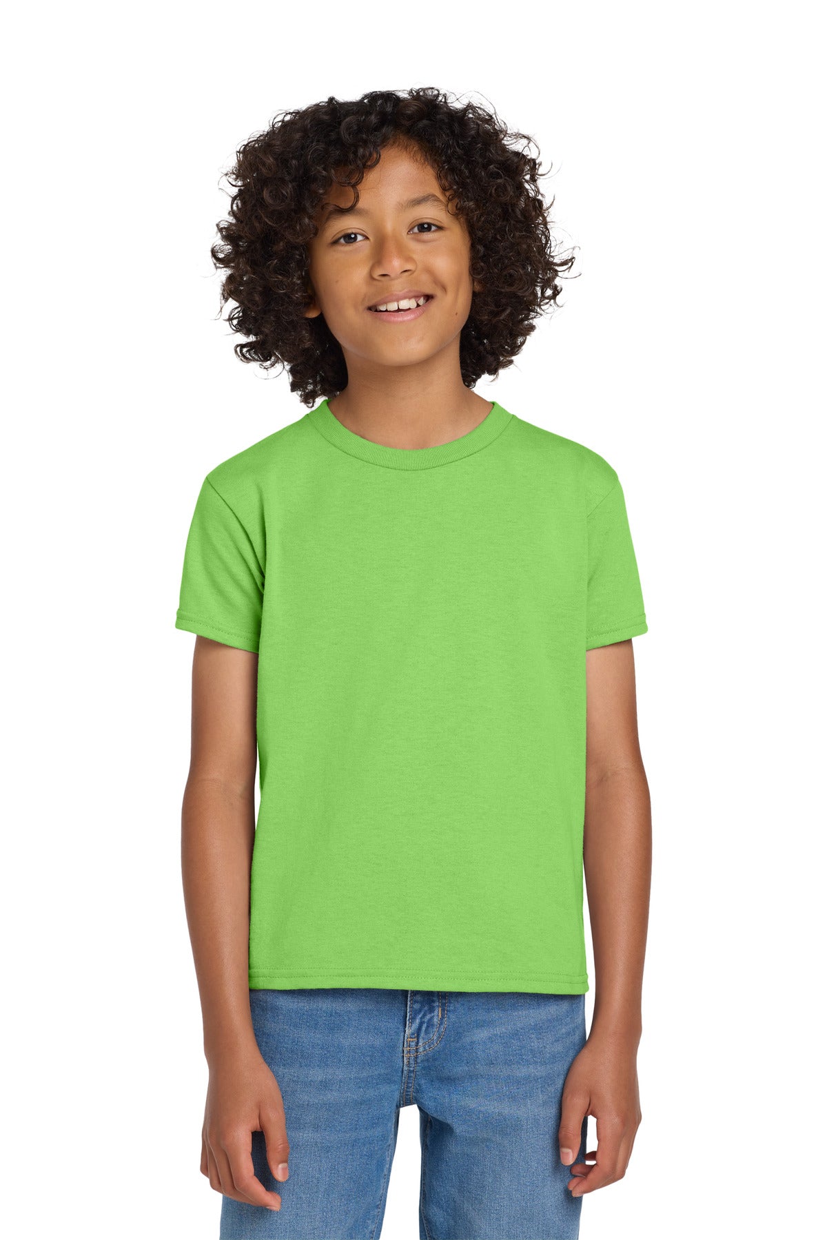 Gildan Youth DryBlend 50 Cotton/50 Poly T-Shirt.  8000B in Lime