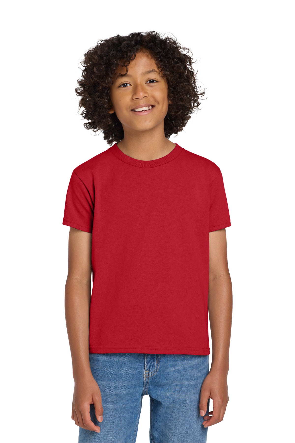 Gildan Youth DryBlend 50 Cotton/50 Poly T-Shirt.  8000B in Red