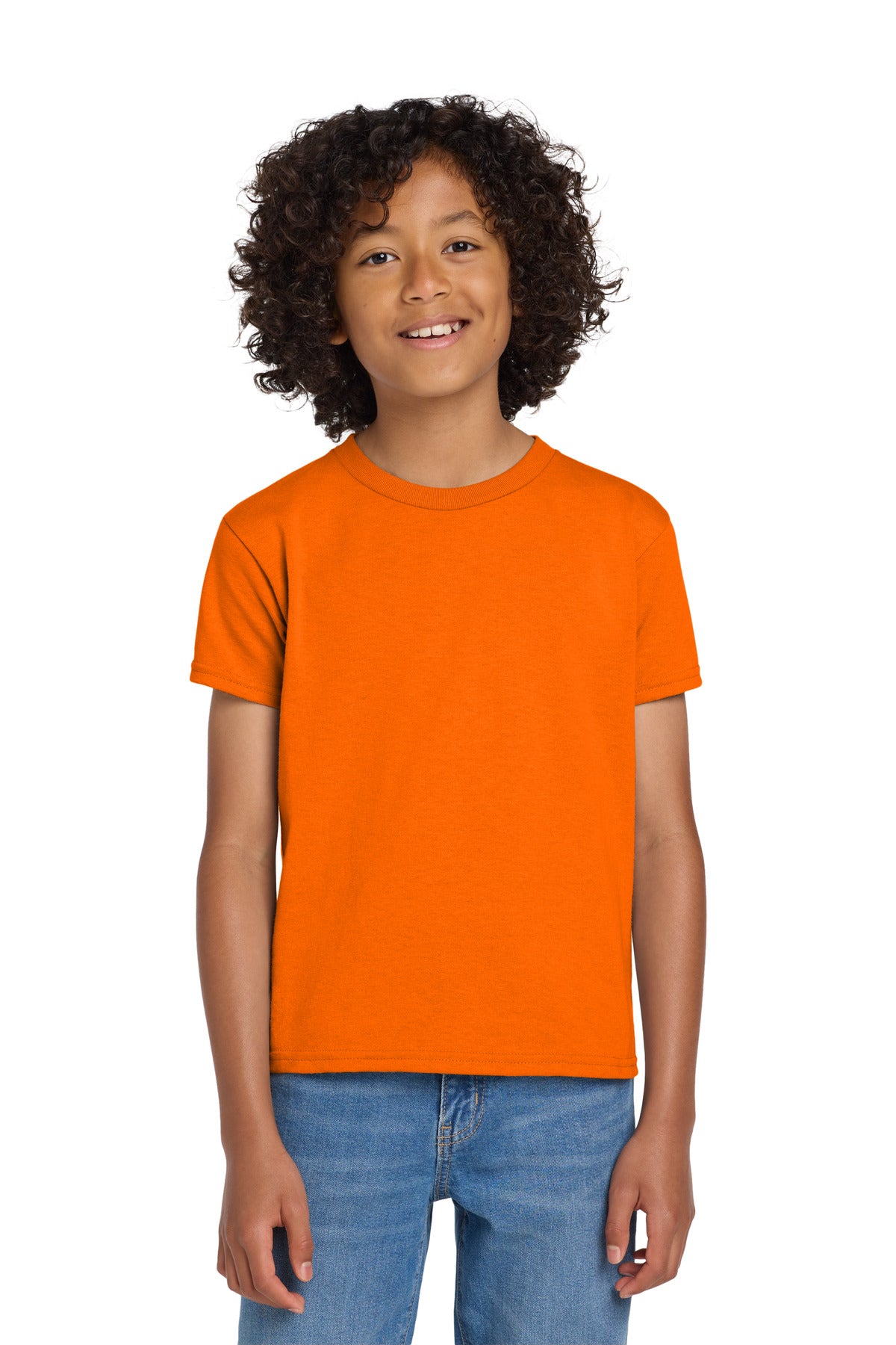 Gildan Youth DryBlend 50 Cotton/50 Poly T-Shirt.  8000B in S. Orange
