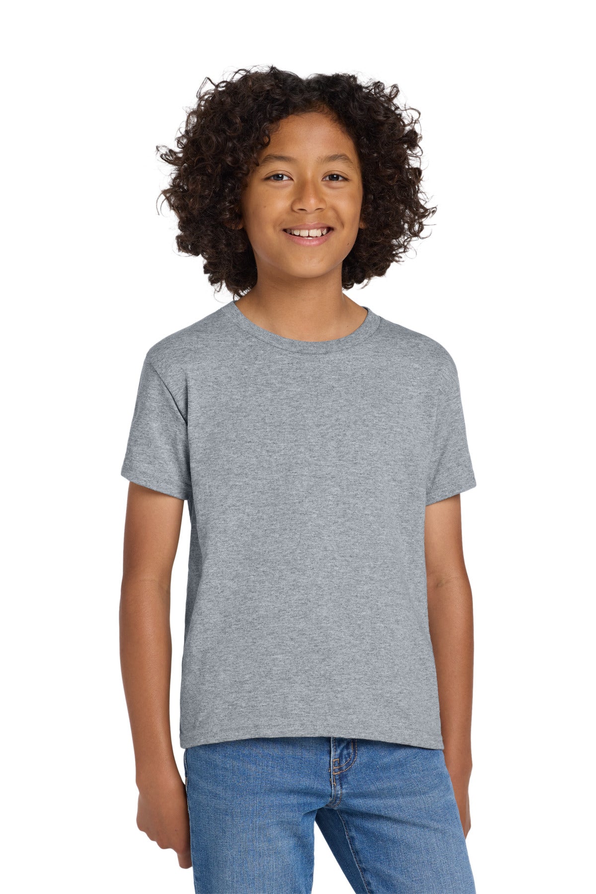 Gildan Youth DryBlend 50 Cotton/50 Poly T-Shirt.  8000B in Sport Grey