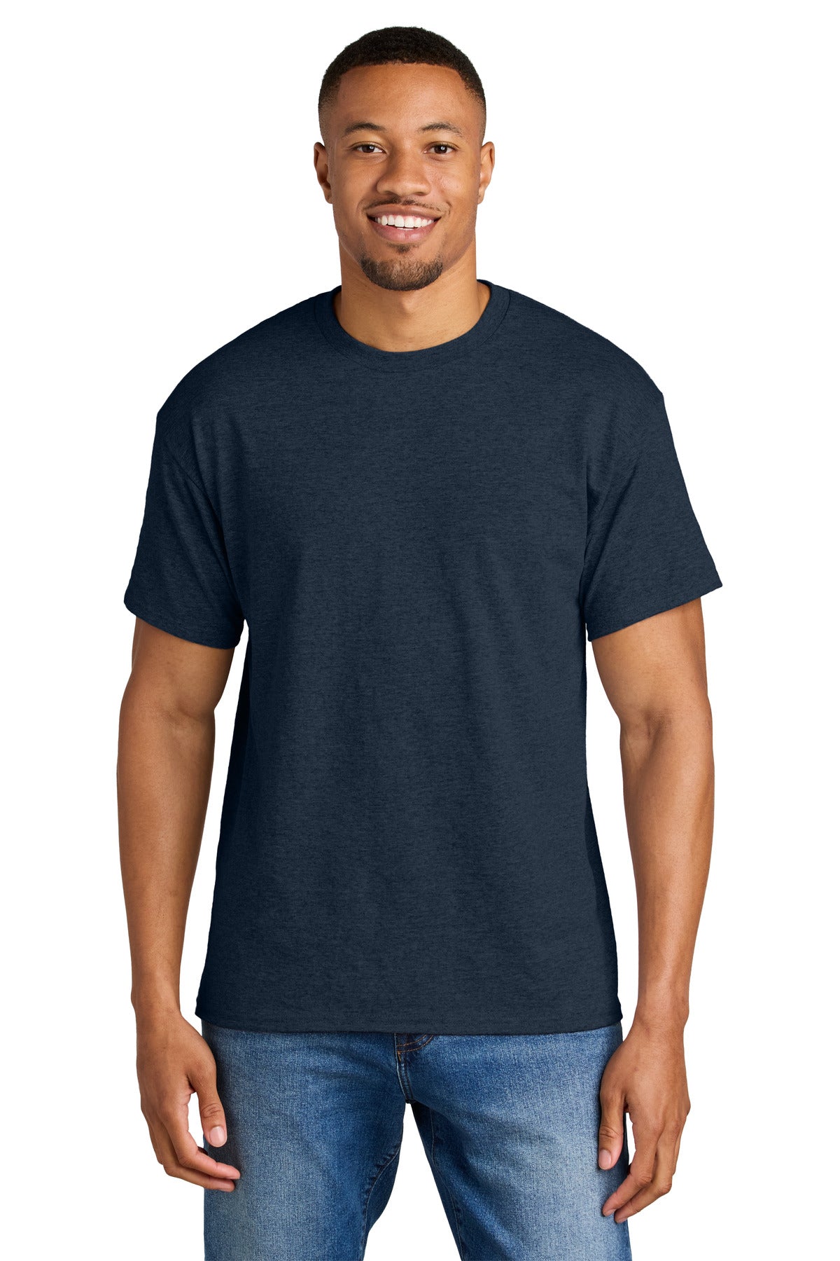 Gildan DryBlend 50 Cotton/50 Poly T-Shirt. 8000 in Heather Dark Navy