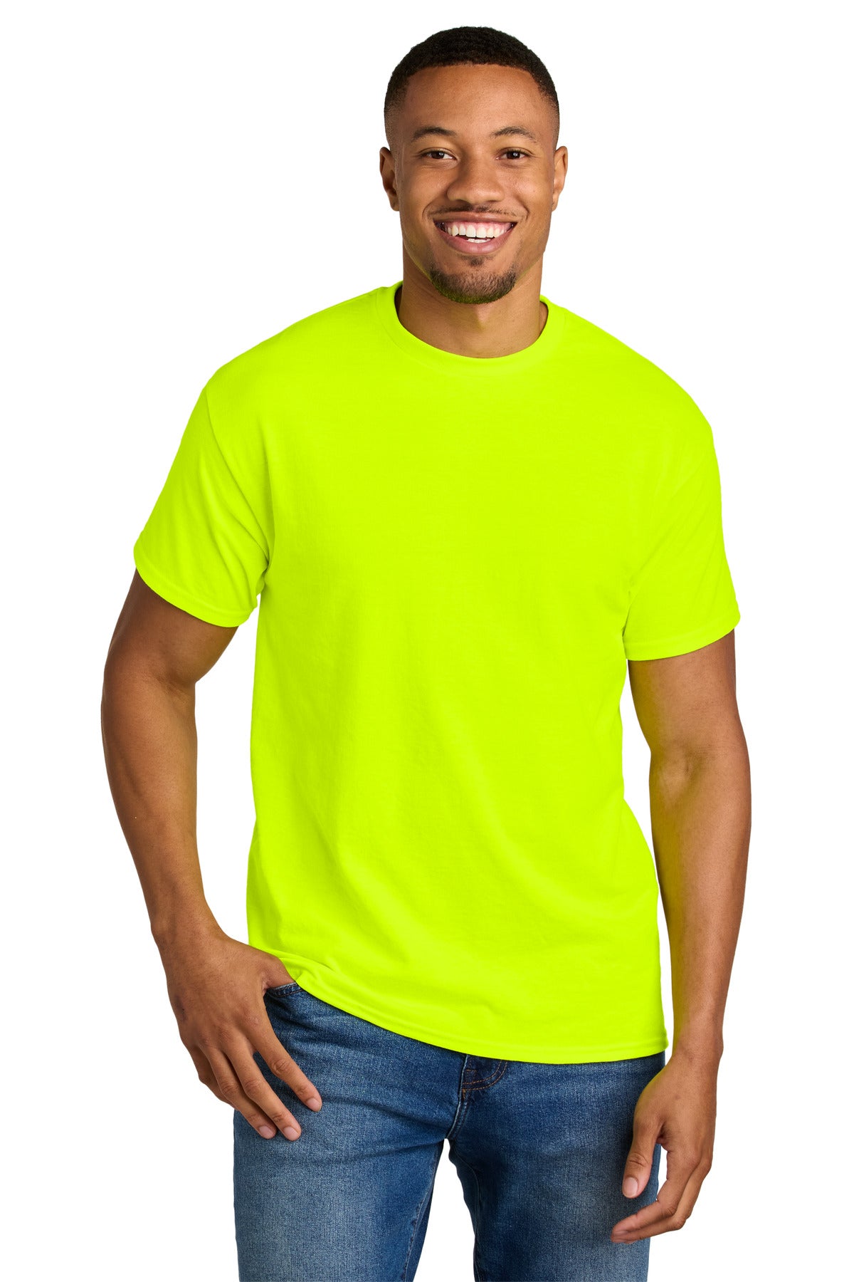 Gildan DryBlend 50 Cotton/50 Poly T-Shirt. 8000 in Safety Green