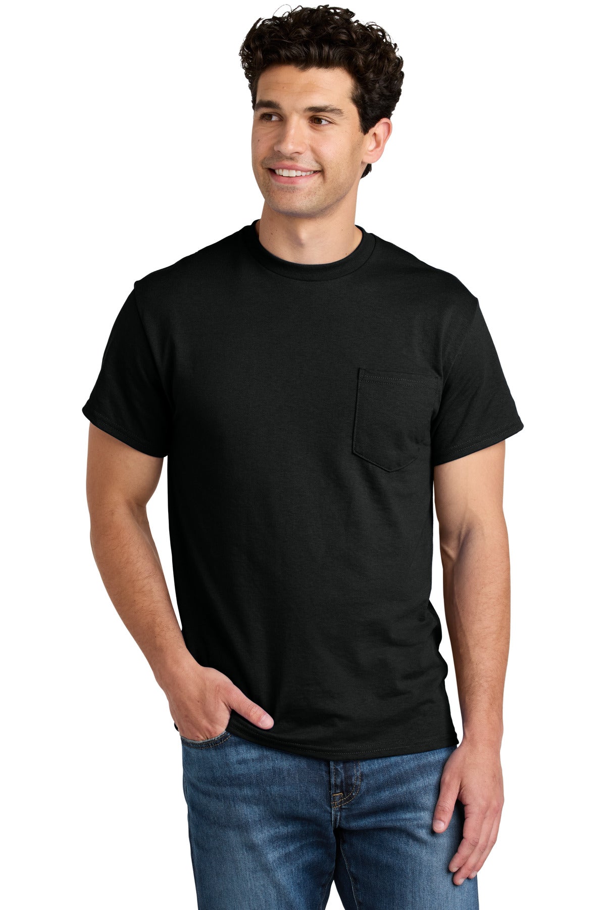 Gildan - DryBlend 50 Cotton/50 Poly Pocket T-Shirt. 8300 in Black