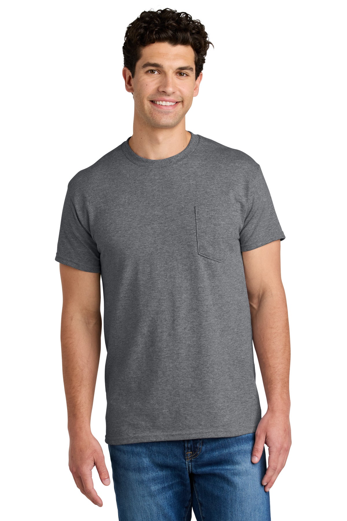 Gildan - DryBlend 50 Cotton/50 Poly Pocket T-Shirt. 8300 in Graphite Heather
