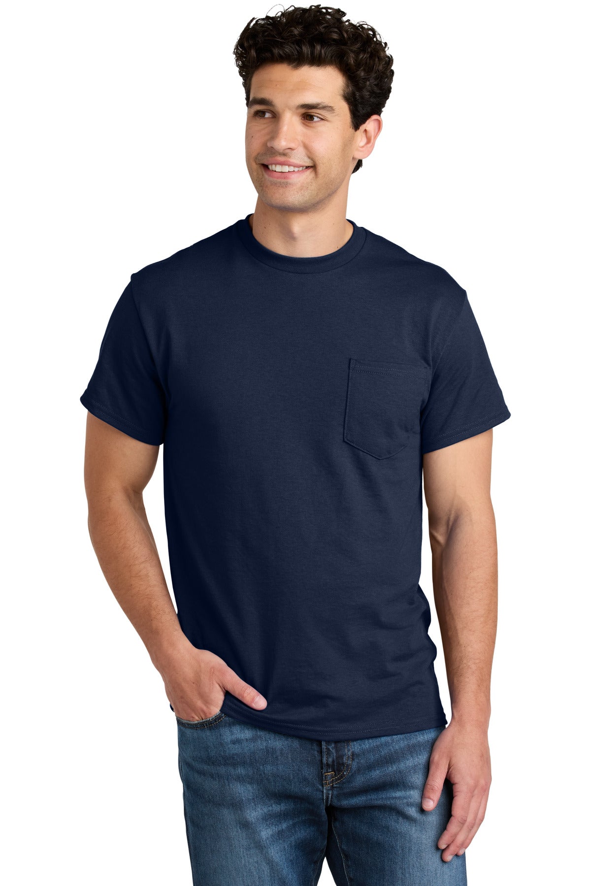 Gildan - DryBlend 50 Cotton/50 Poly Pocket T-Shirt. 8300 in Navy