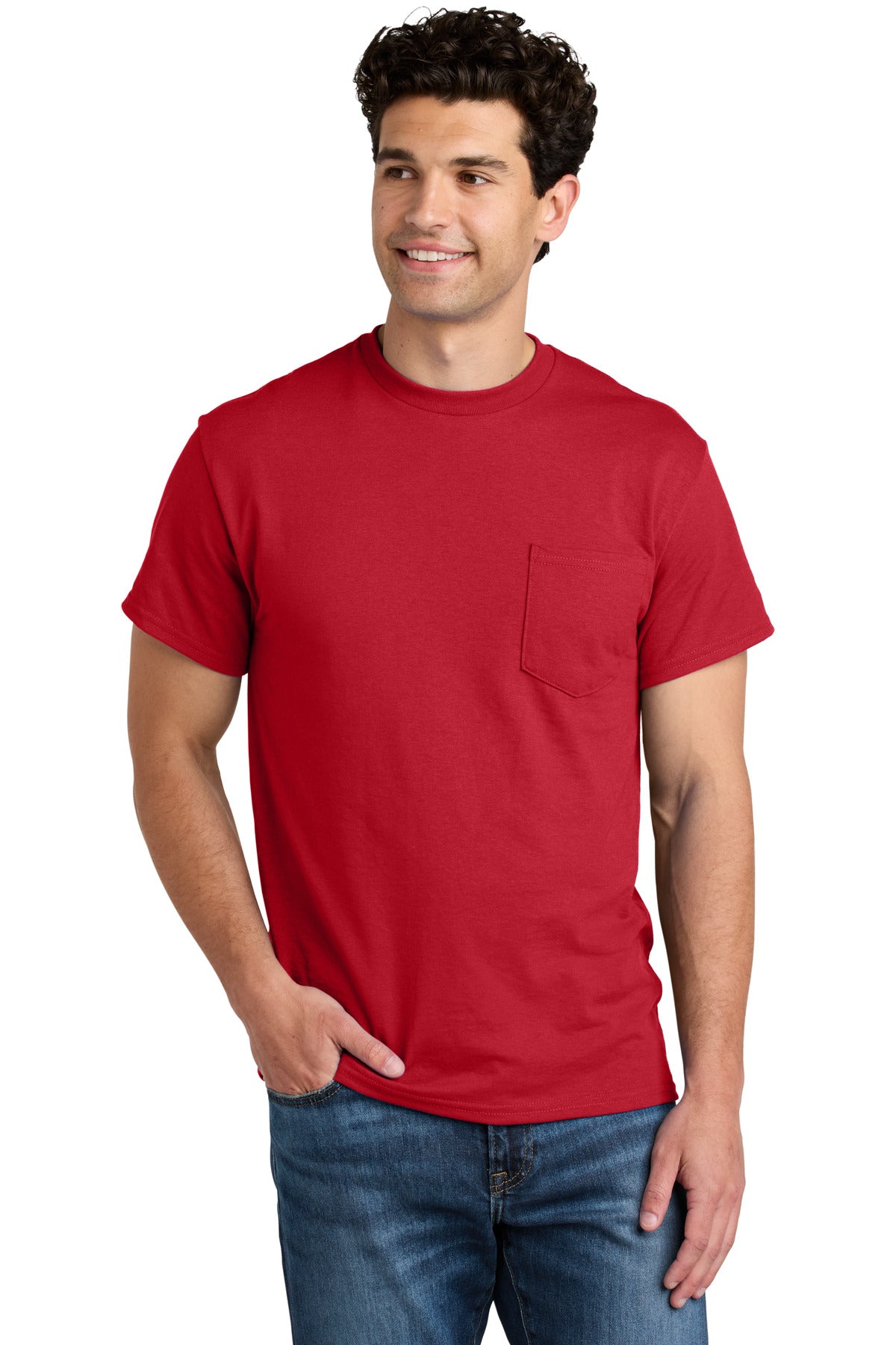 Gildan - DryBlend 50 Cotton/50 Poly Pocket T-Shirt. 8300 in Red