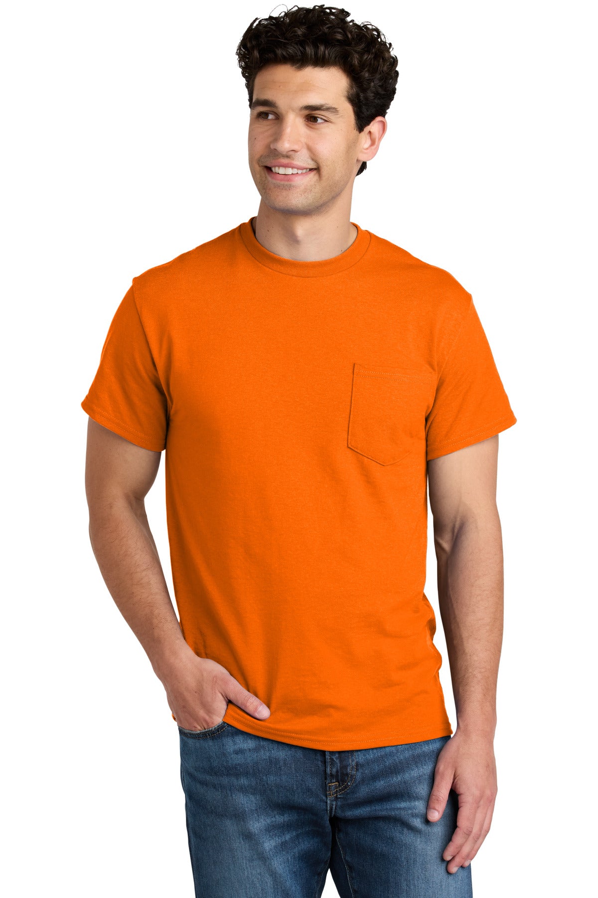 Gildan - DryBlend 50 Cotton/50 Poly Pocket T-Shirt. 8300 in S. Orange