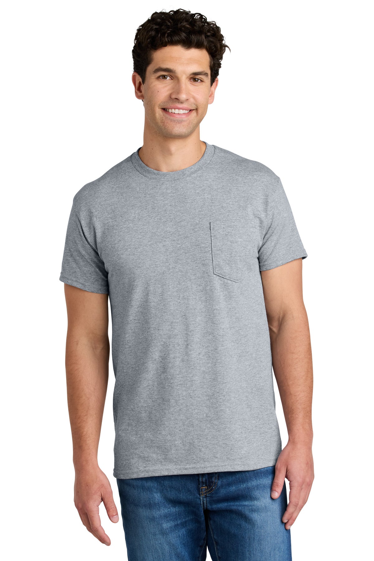 Gildan - DryBlend 50 Cotton/50 Poly Pocket T-Shirt. 8300 in Sport Grey
