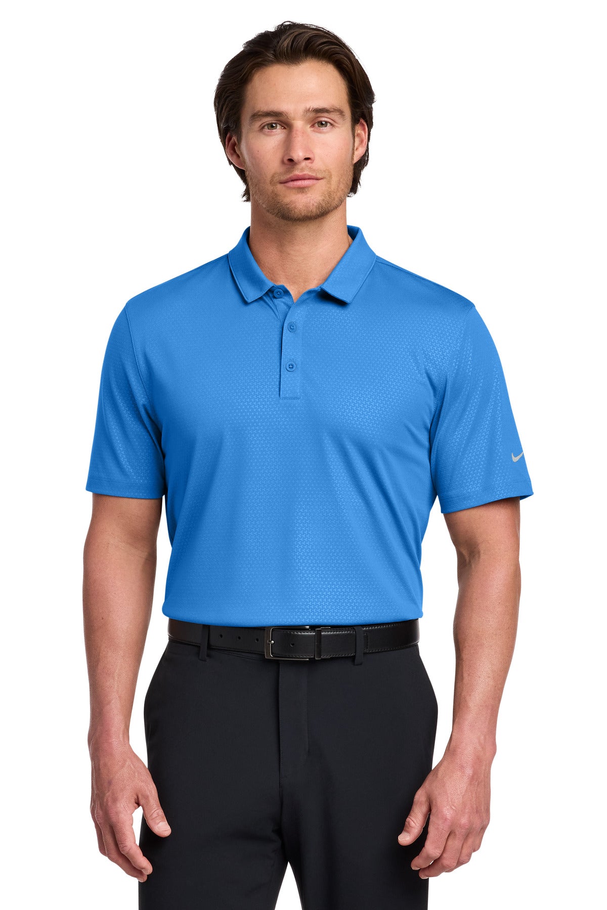 Nike Dri-FIT Embossed Tri-Blade Polo. 838964 in Brisk Blue
