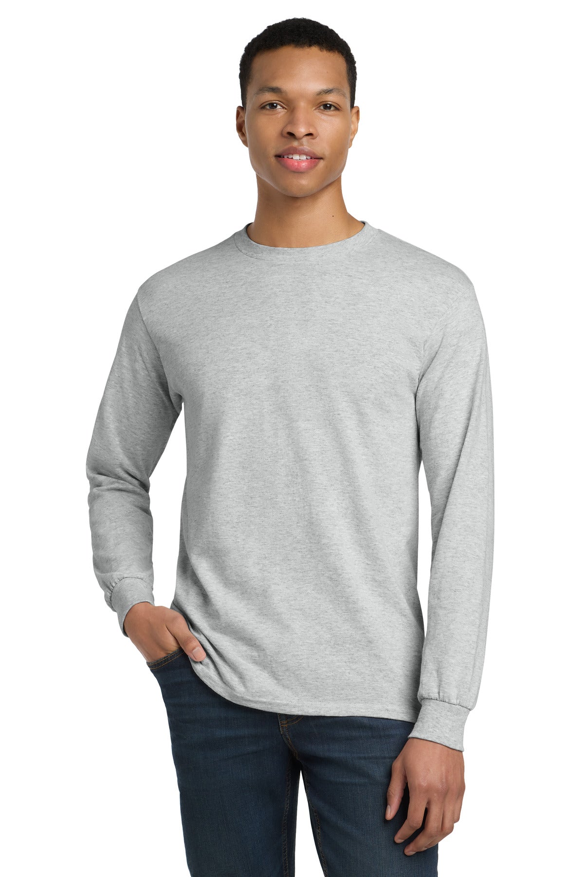 Gildan - DryBlend 50 Cotton/50 Poly Long Sleeve T-Shirt. 8400 in Ash Grey