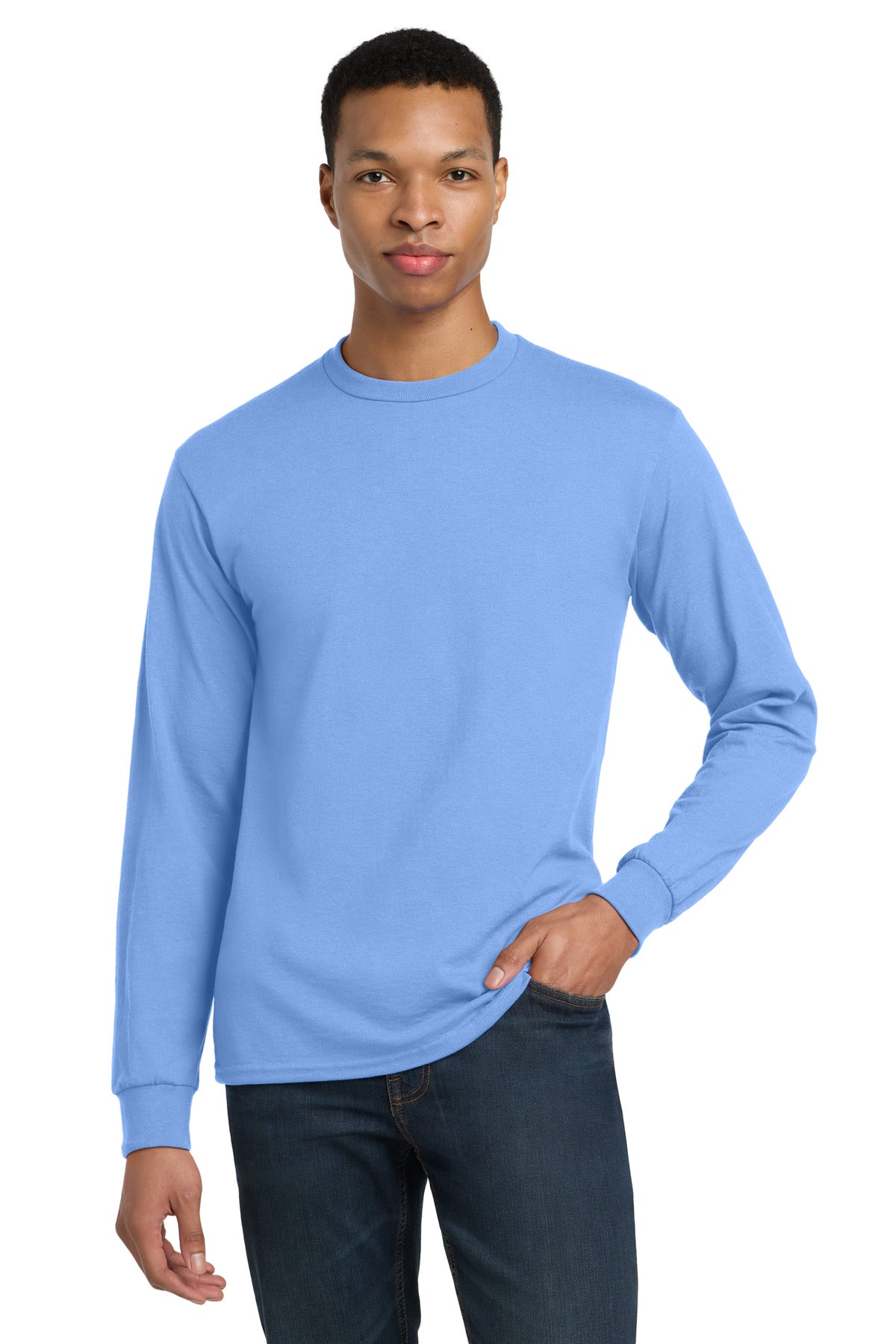 Gildan - DryBlend 50 Cotton/50 Poly Long Sleeve T-Shirt. 8400 in Carolina Blue