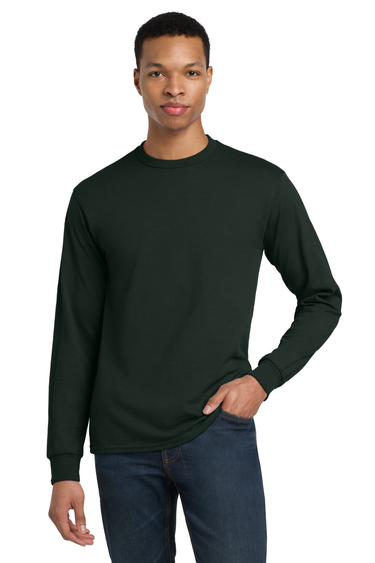 Gildan - DryBlend 50 Cotton/50 Poly Long Sleeve T-Shirt. 8400 in Forest Green